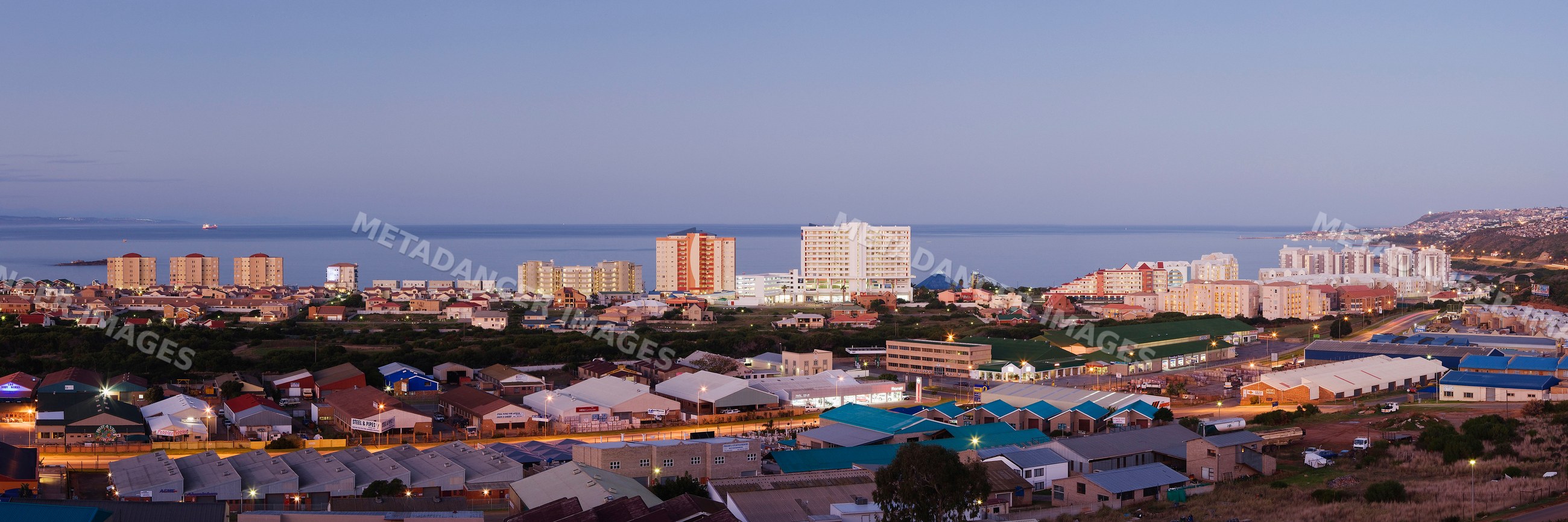 Mossel bay coastal city skyline at dusk south africa