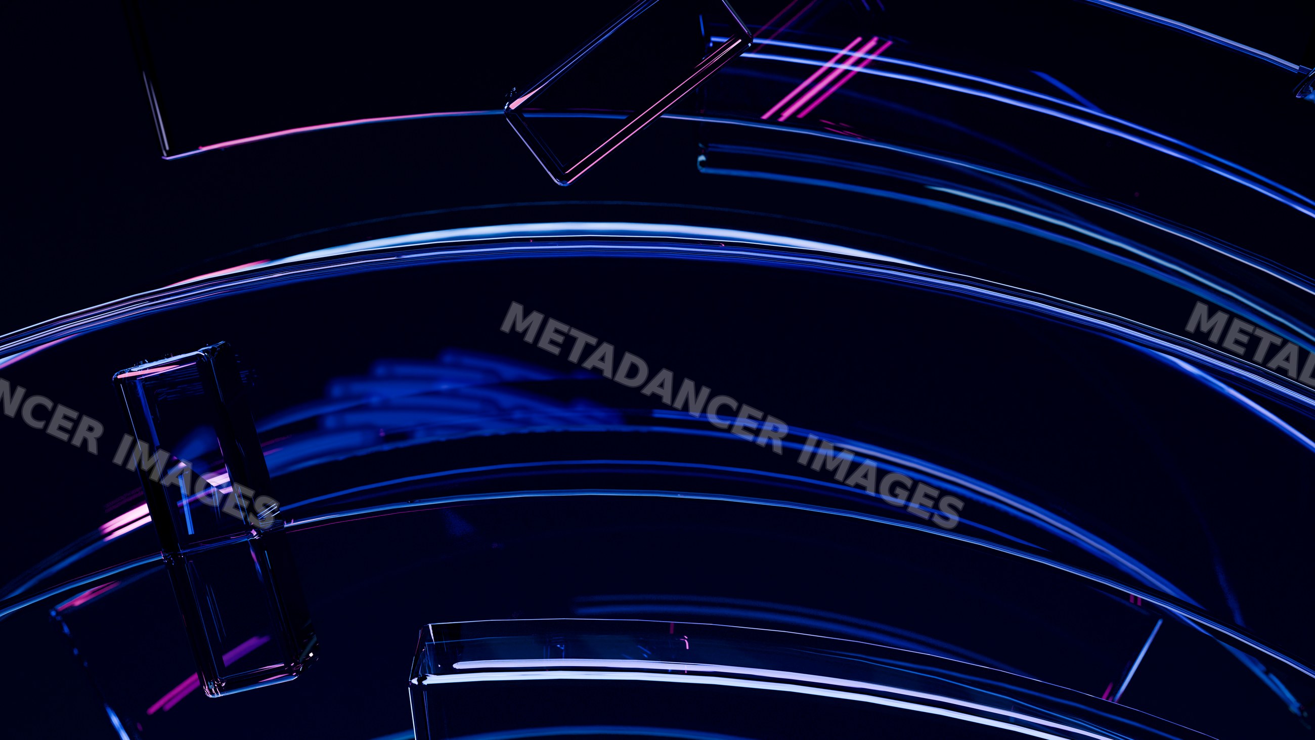 Abstract curved neon lines glowing