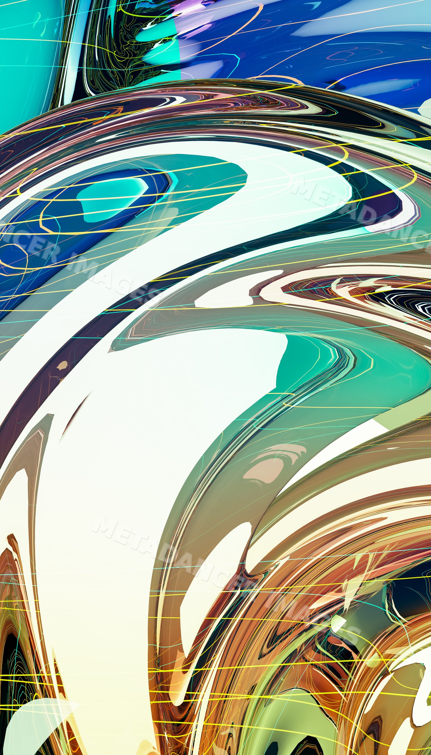 Abstract colorful swirling digital art with dynamic curves
