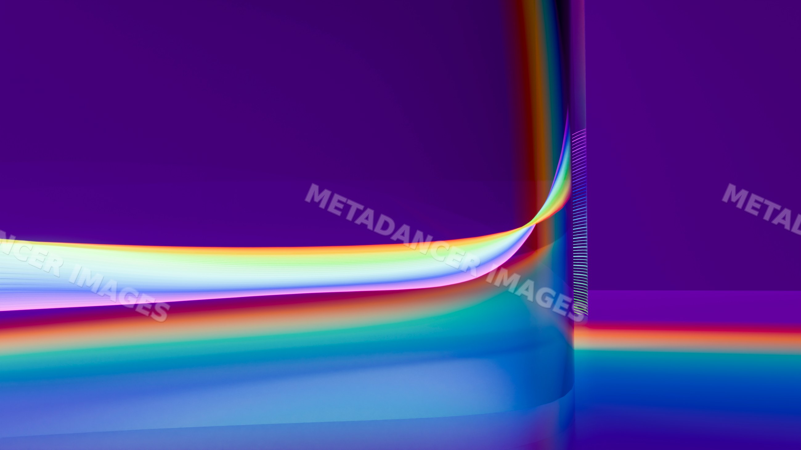 Abstract digital illustration with vibrant rainbow gradient curves
