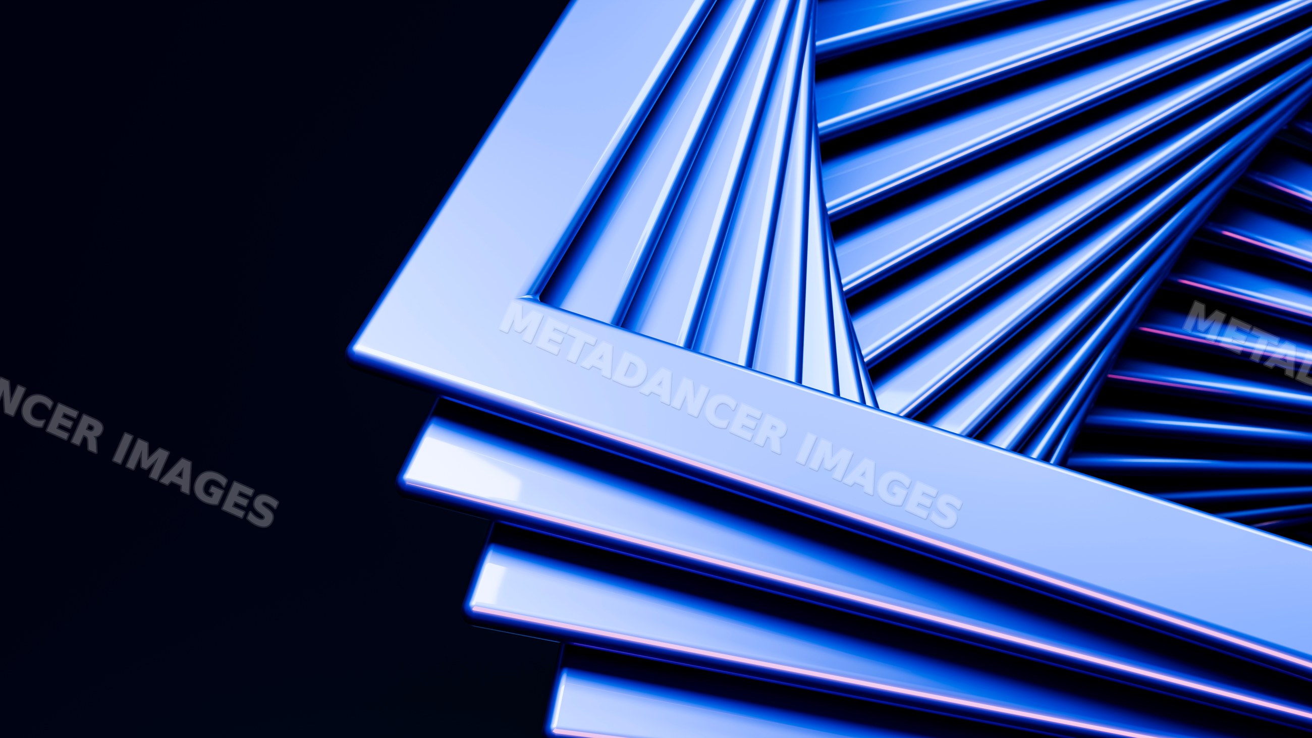 Blue metallic 3d frames abstract geometric spiral design illustration