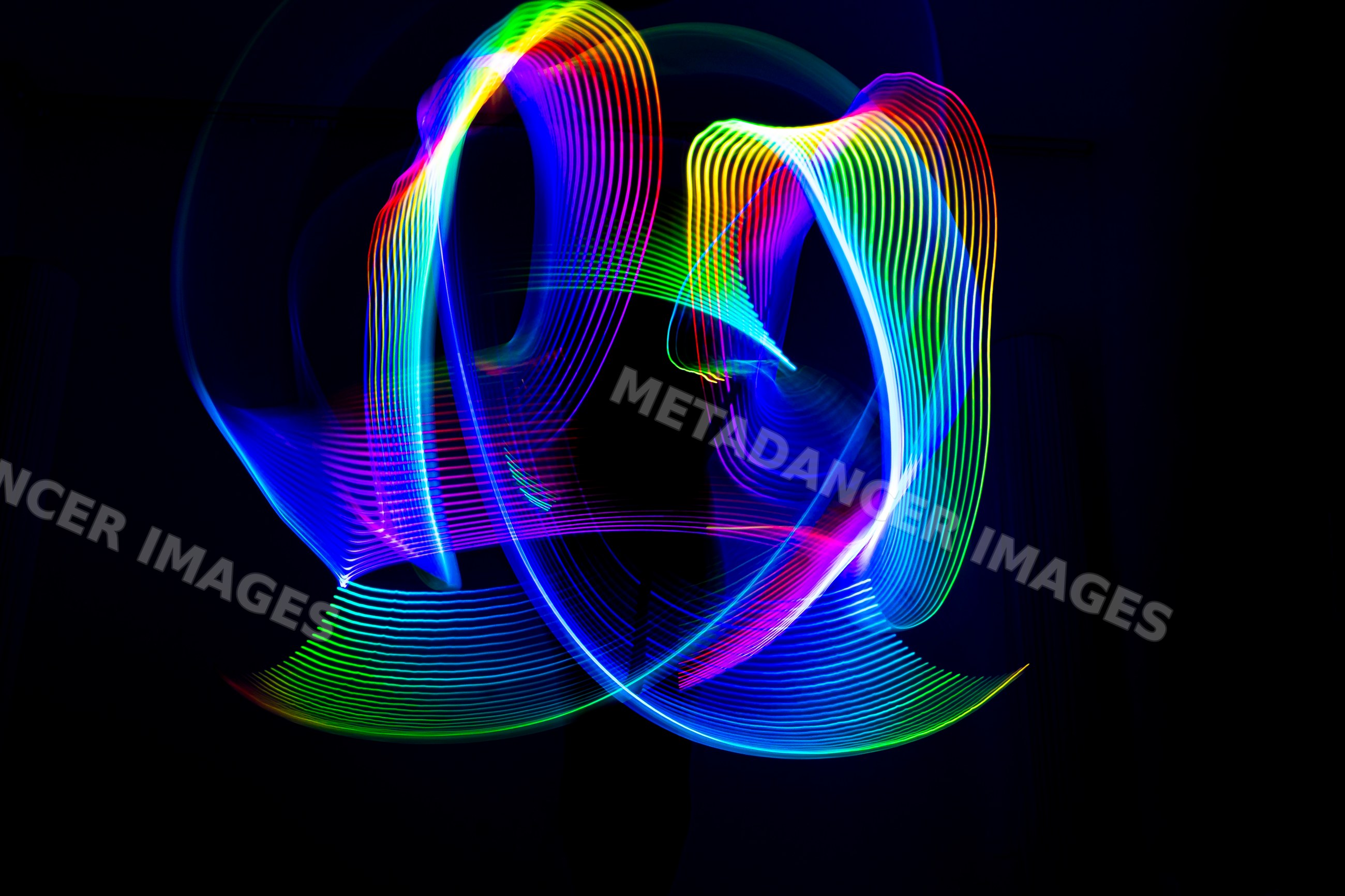 Multicolored led light painting with abstract vibrant trails