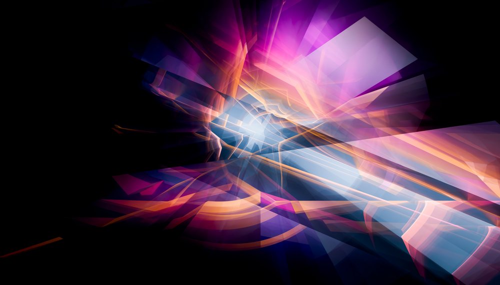 Abstract digital artwork with vibrant geometric shapes and colorful