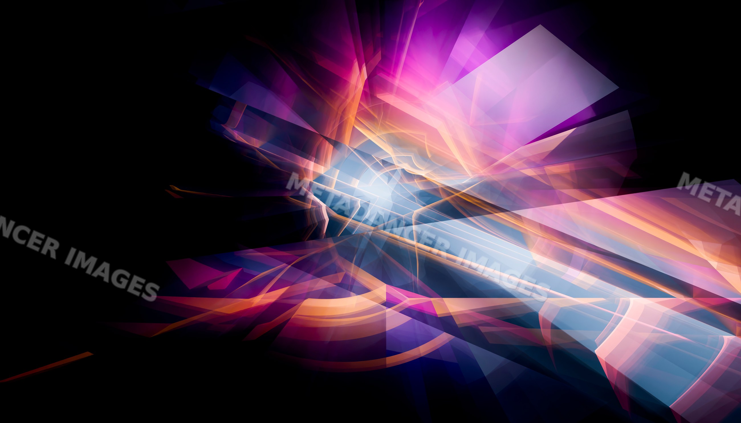 Abstract digital artwork with vibrant geometric shapes and colorful