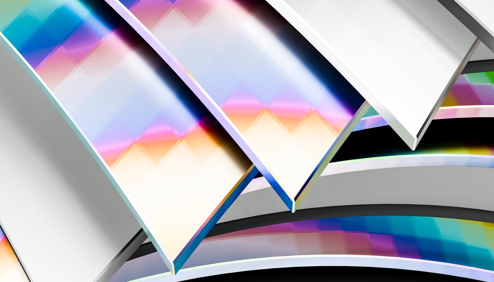 Abstract digital art with colorful overlapping gradient panels