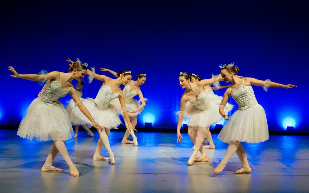 Ballet dancers performing a classic holiday ballet on stage
