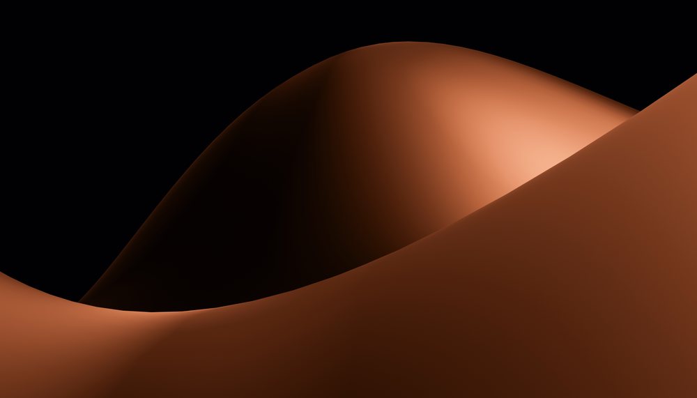 Abstract smooth brown curved shapes with soft lighting on black