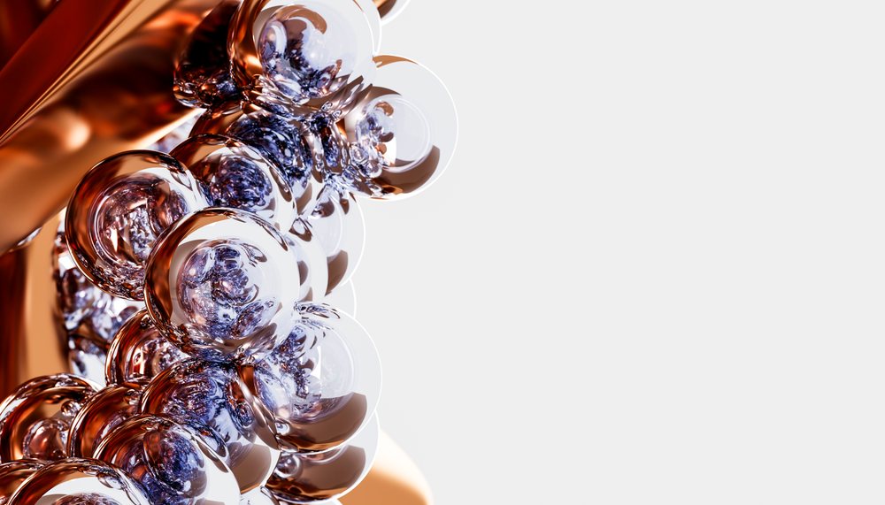 Cluster of transparent reflective bubbles with copper reflections