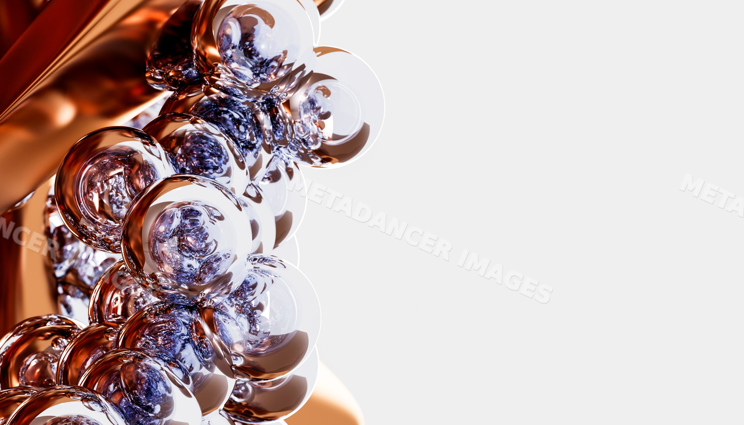 Cluster of transparent reflective bubbles with copper reflections