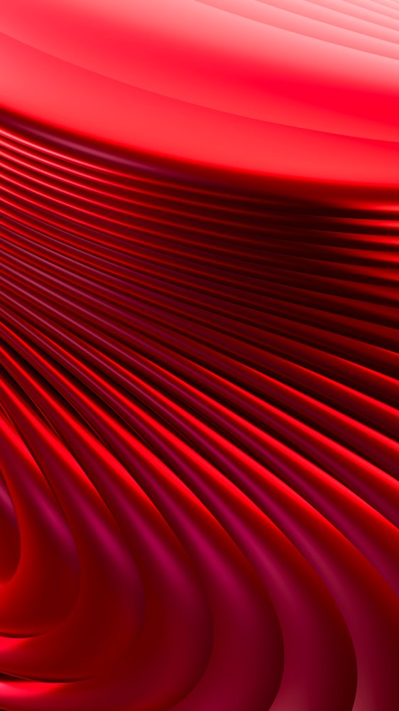 Abstract red flowing curves and waves digital artwork