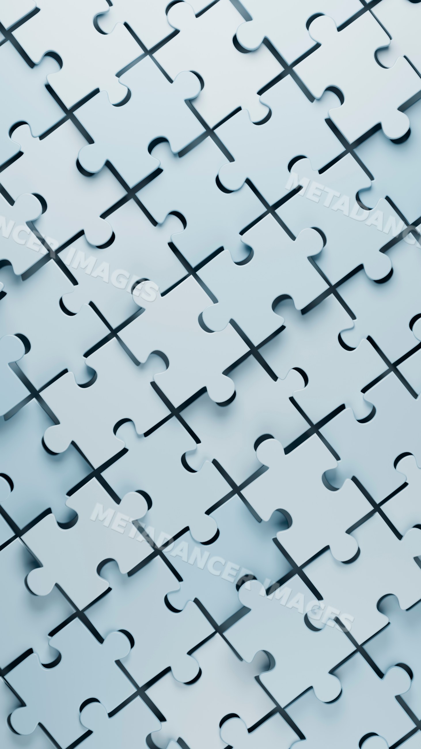 Interlocking white puzzle pieces forming a connected surface
