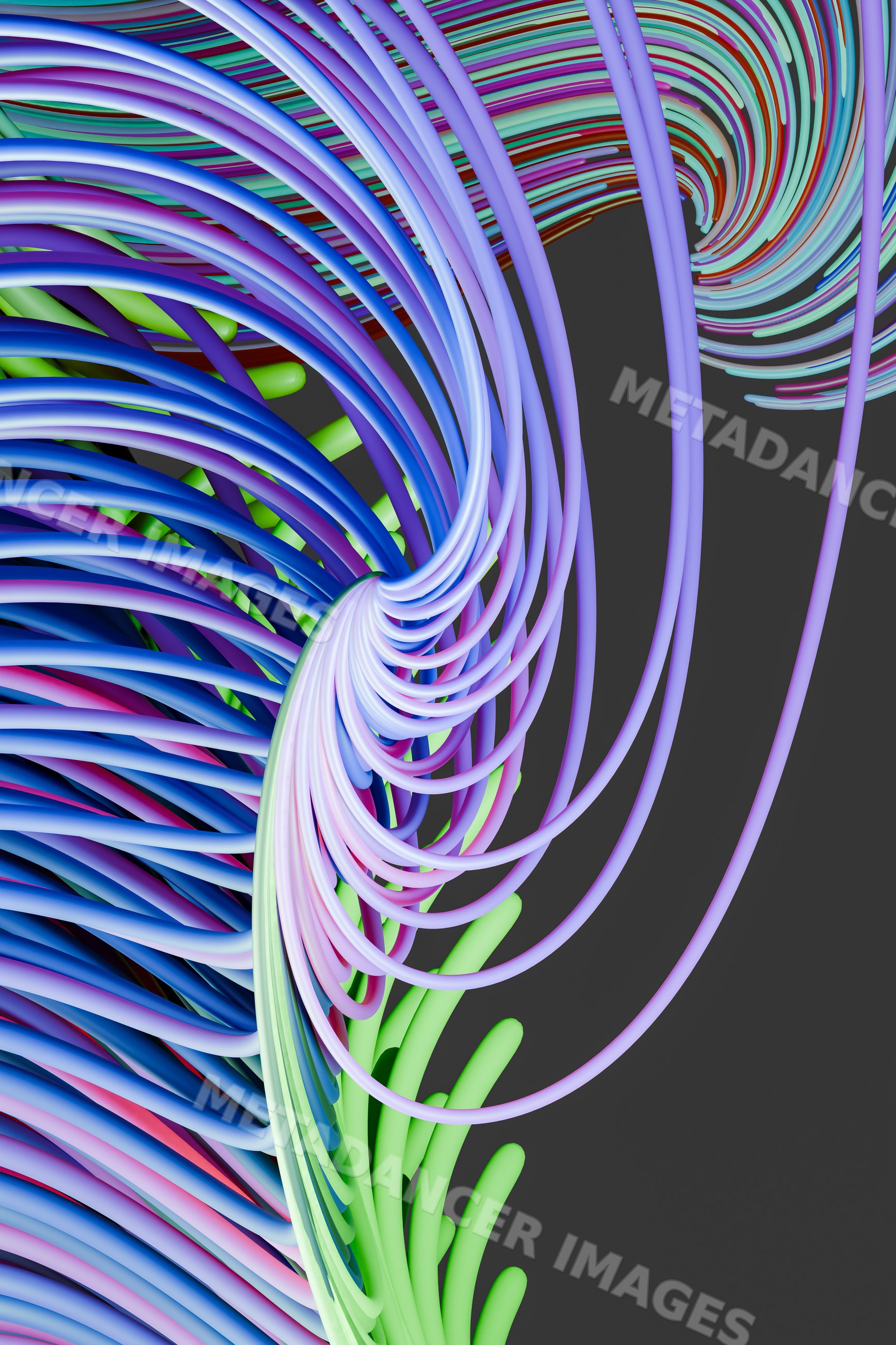 Colorful abstract loops and twisting lines in digital art composition