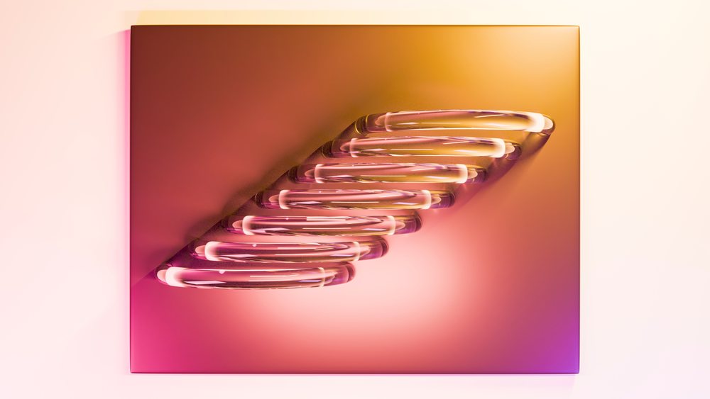 Abstract transparent glass spiral shape 3d illustration
