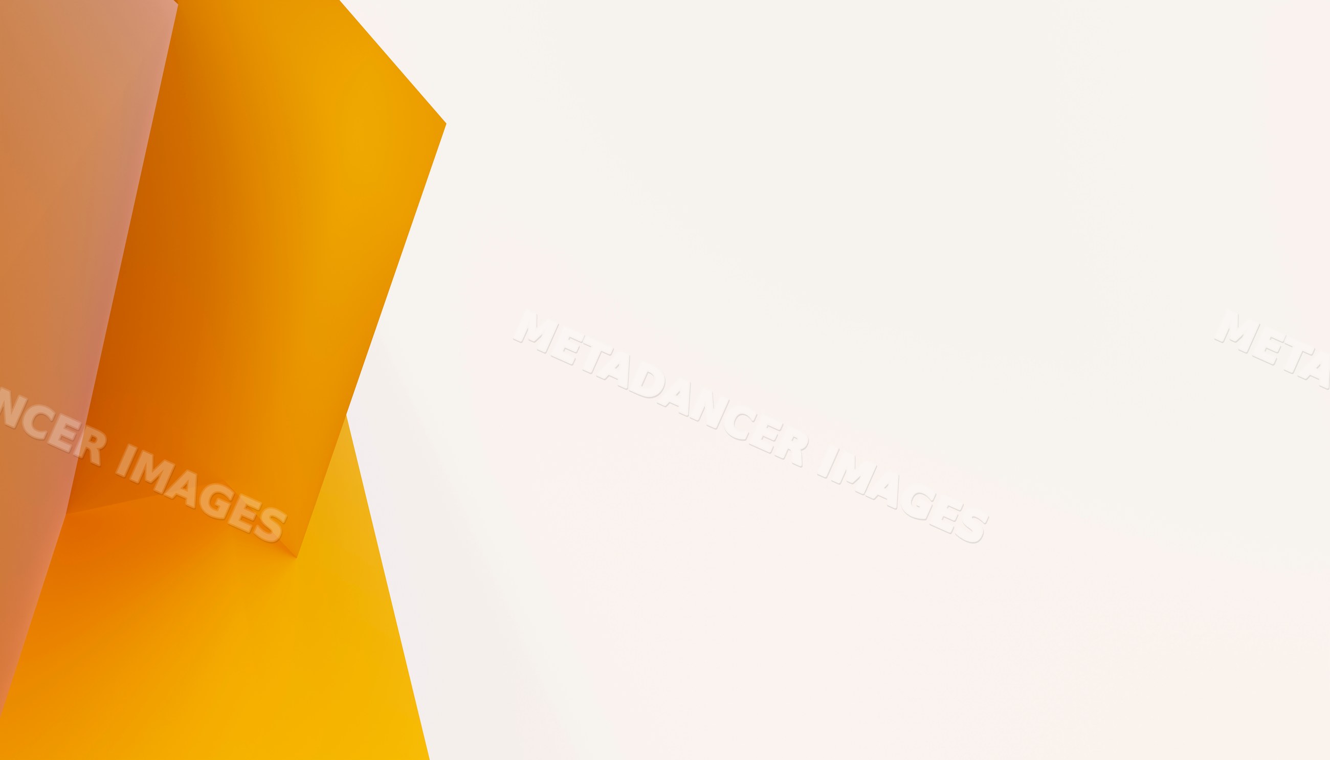 Digital rendering of abstract orange geometric shapes on a white