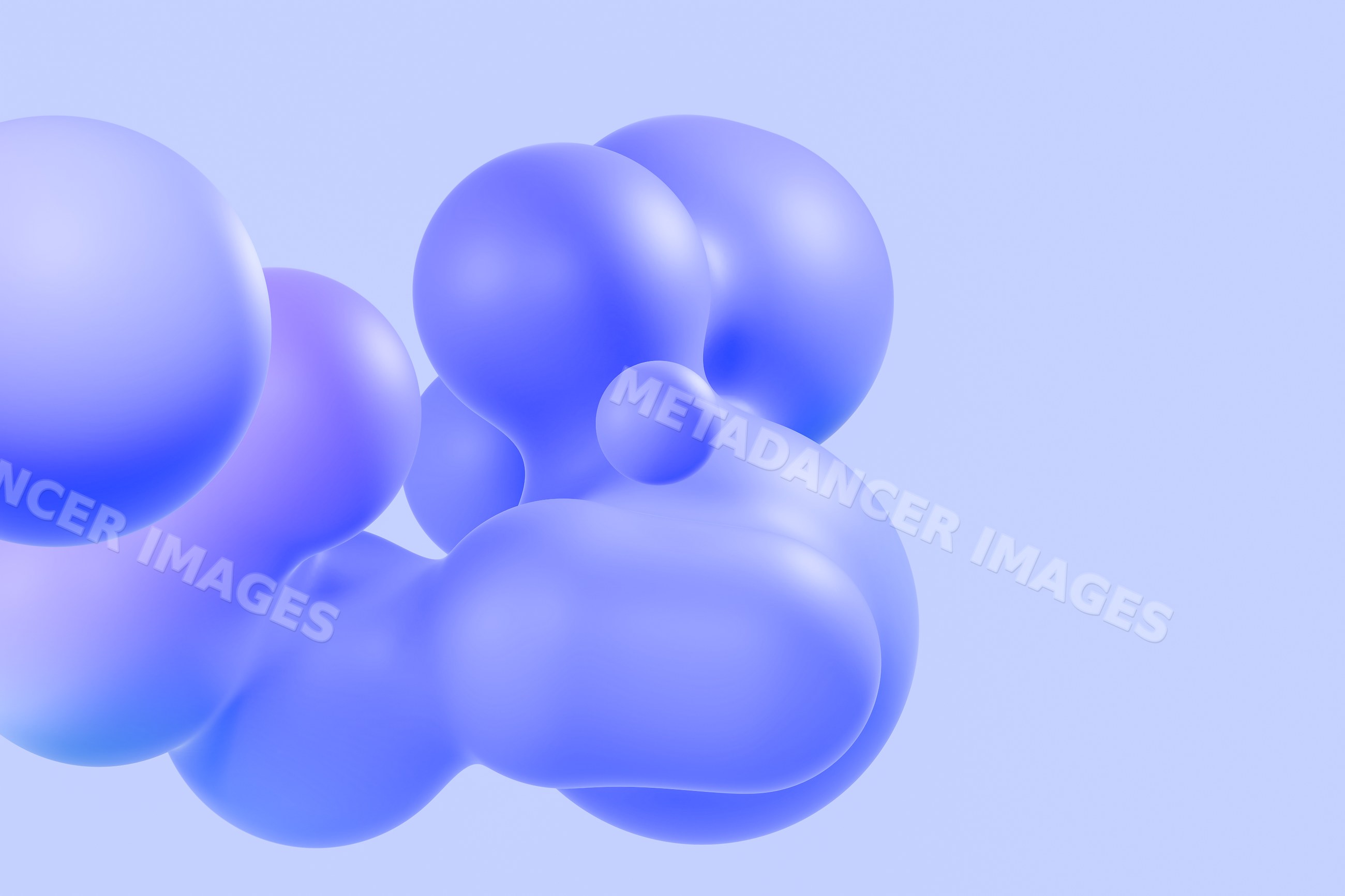 Cluster of smooth blue 3d spheres with gradient background
