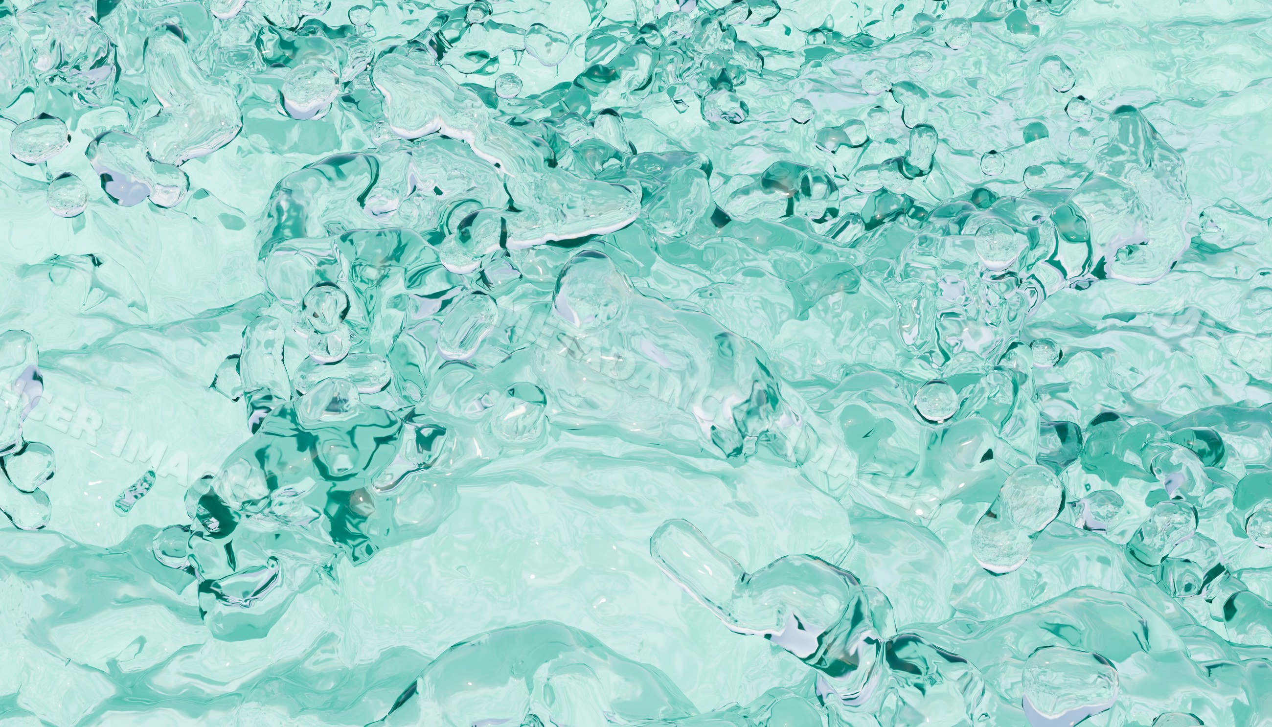 Clear blue water splashes and droplets with dynamic texture