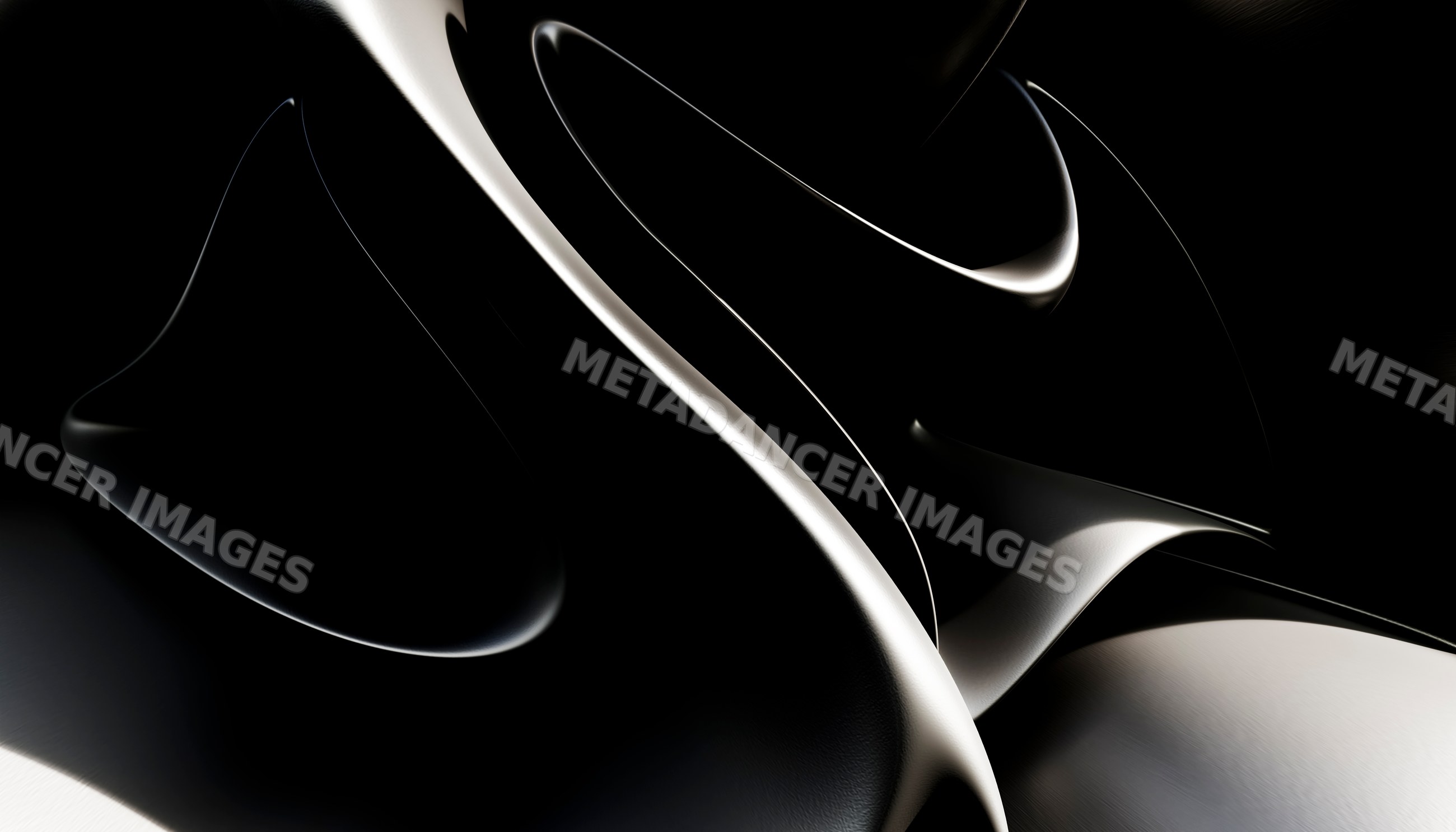 Abstract smooth black and white curved shapes in minimalist modern art