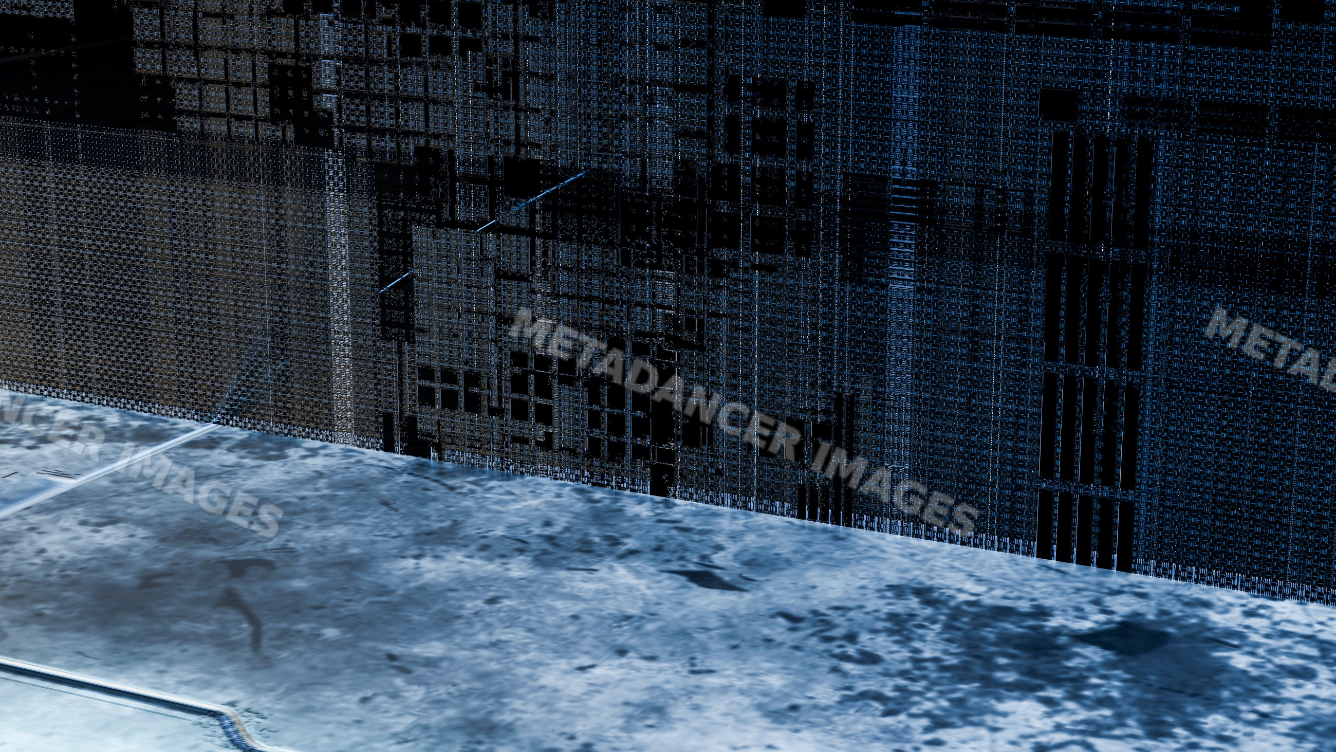 Textured metallic industrial wall with geometric pattern