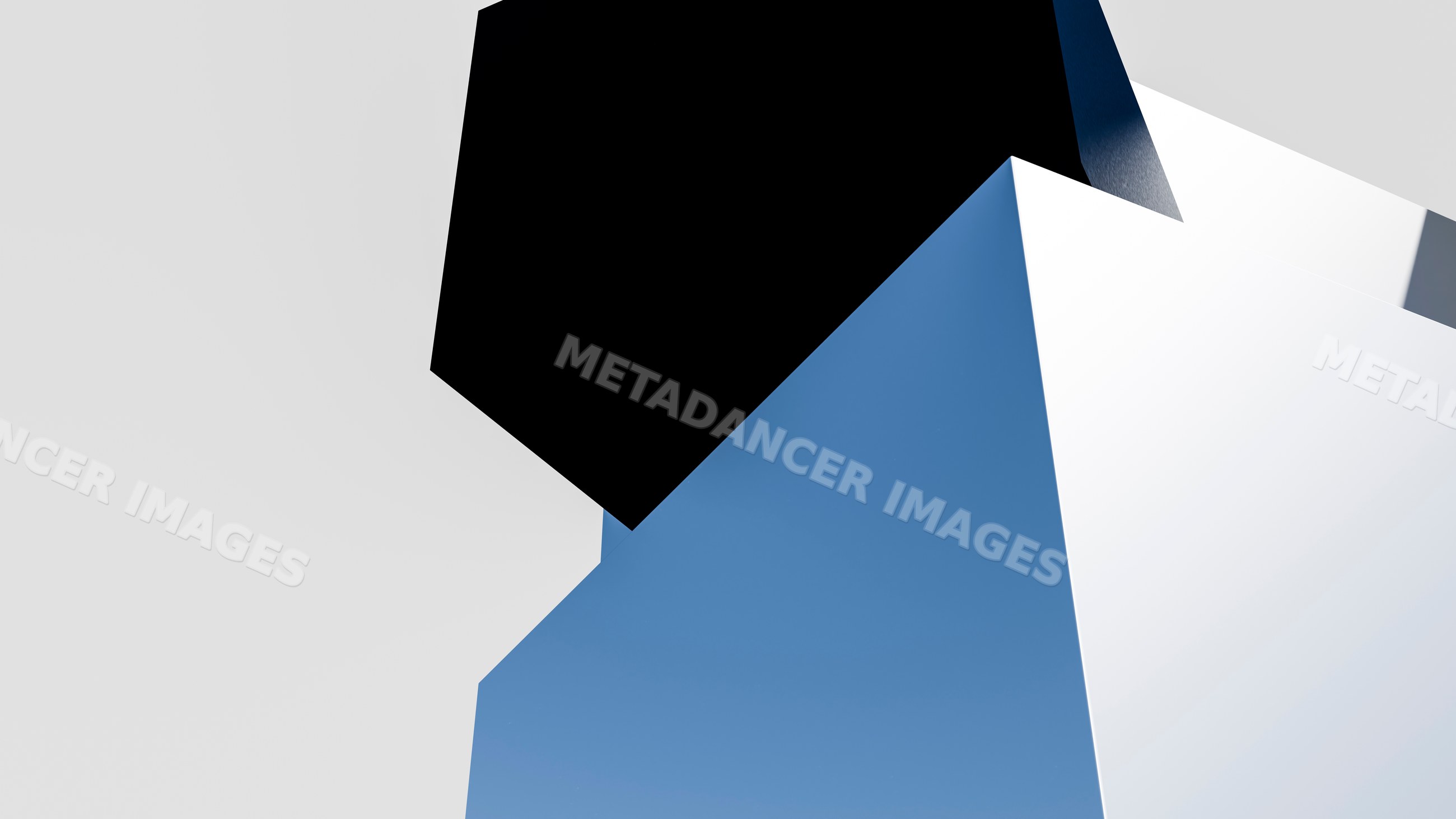 White angular modern architectural structures under blue sky