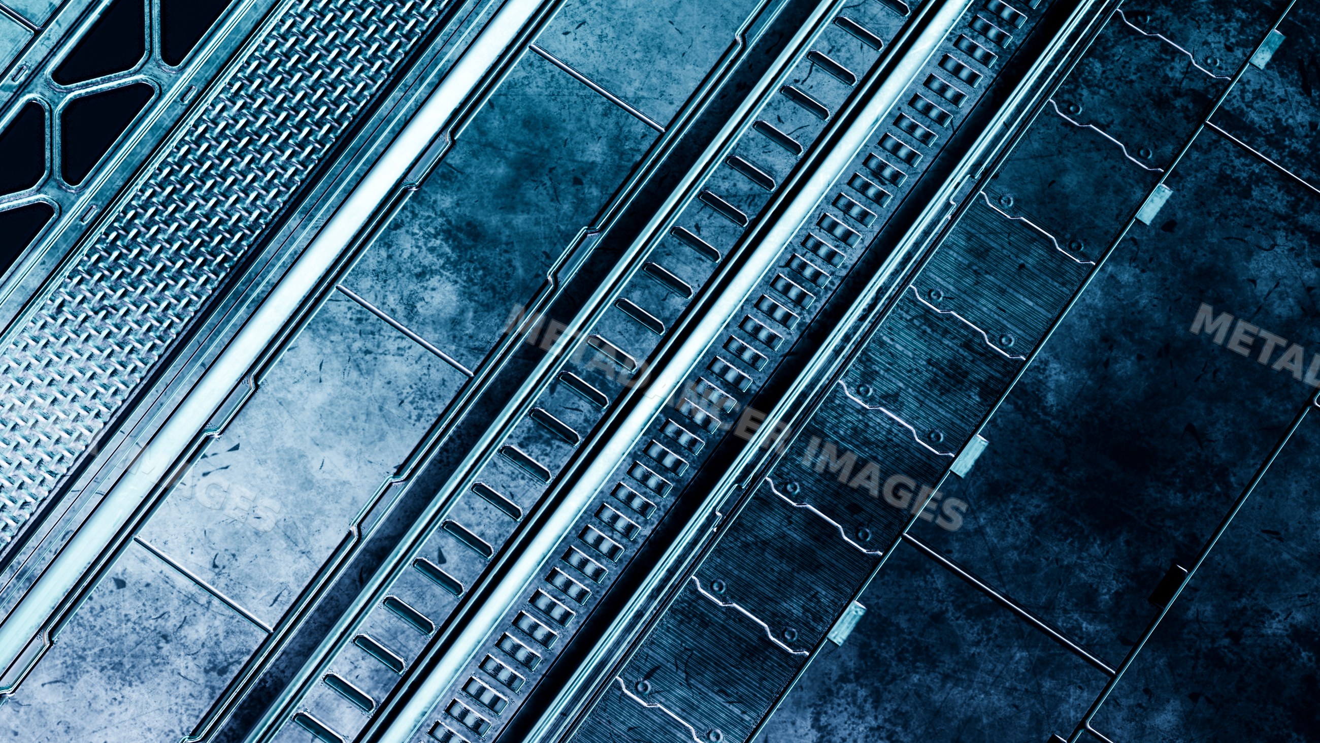 Industrial steel panels with metallic texture and pattern