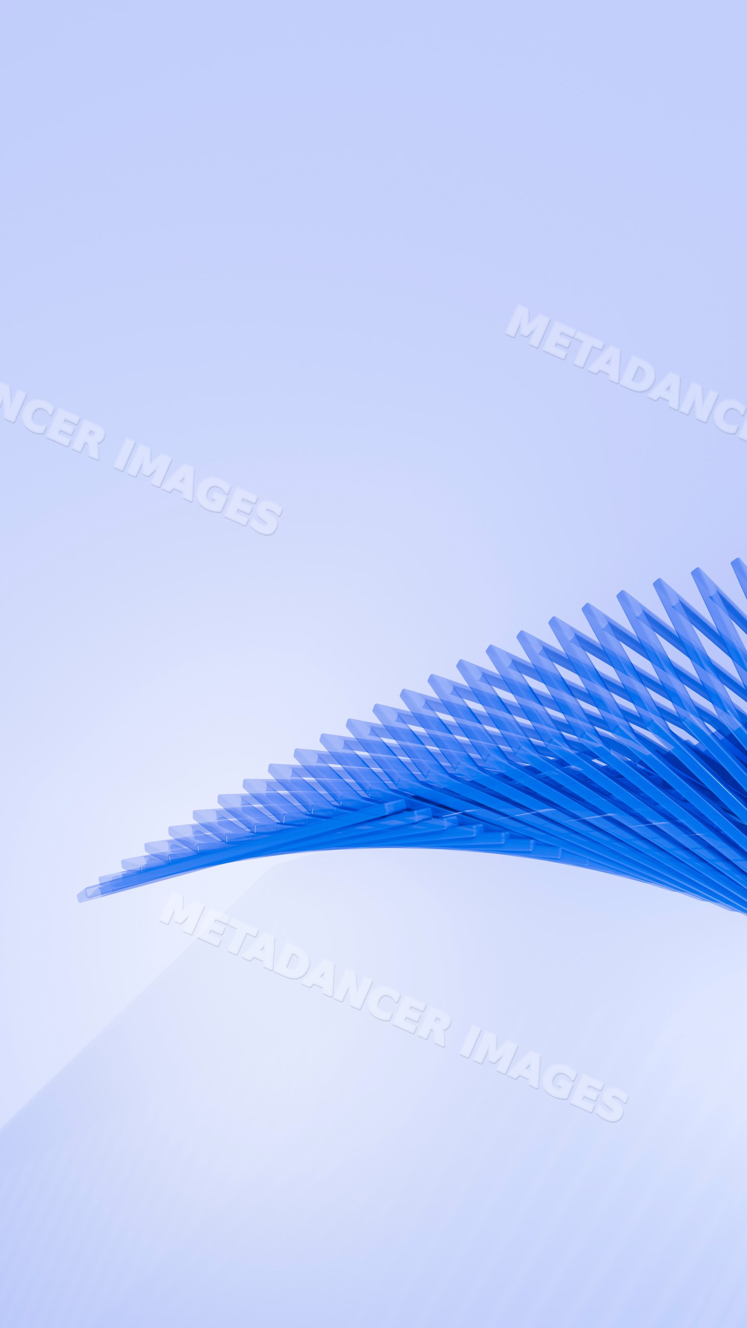 Blue abstract wave-like 3d structure with repeated curved lines
