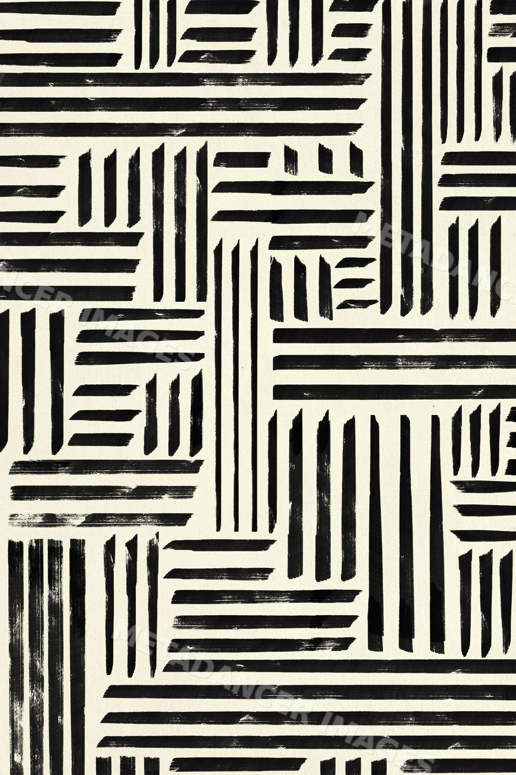 Abstract Black brush stroke lines forming geometric pattern