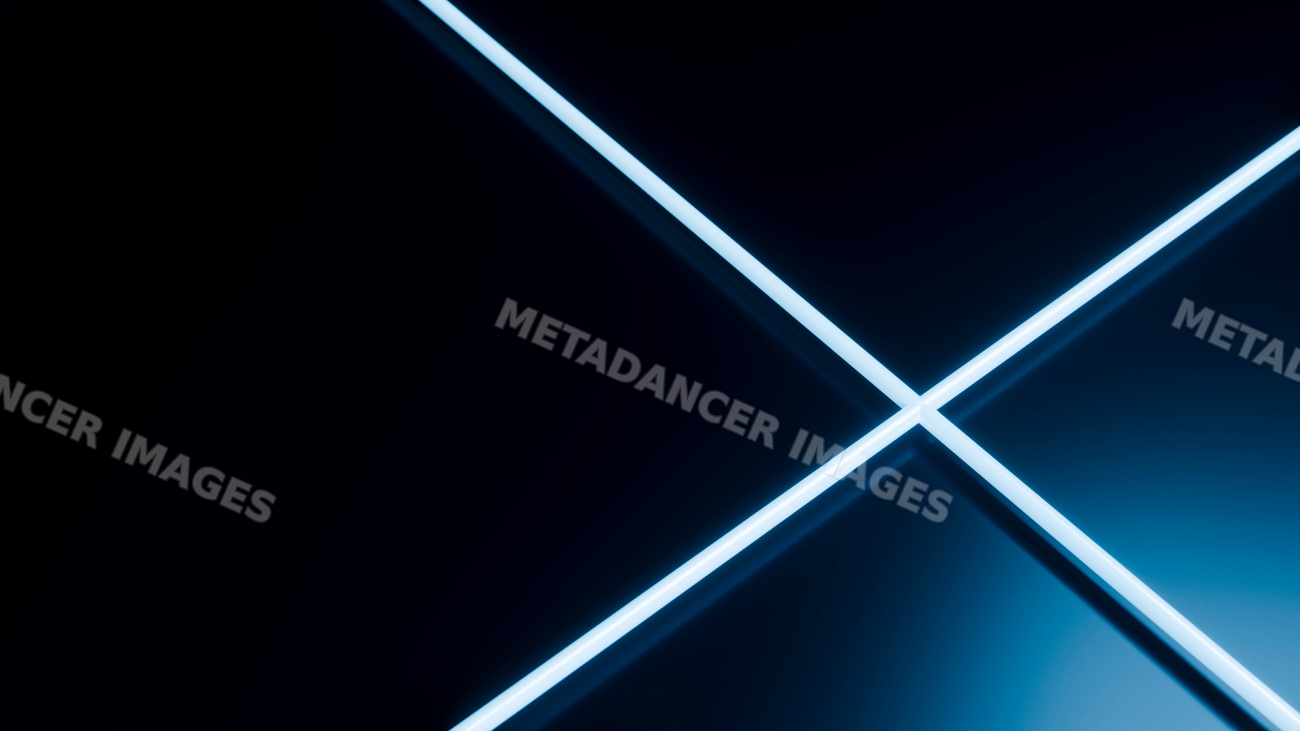 Neon blue cross pattern glowing on dark reflective surface