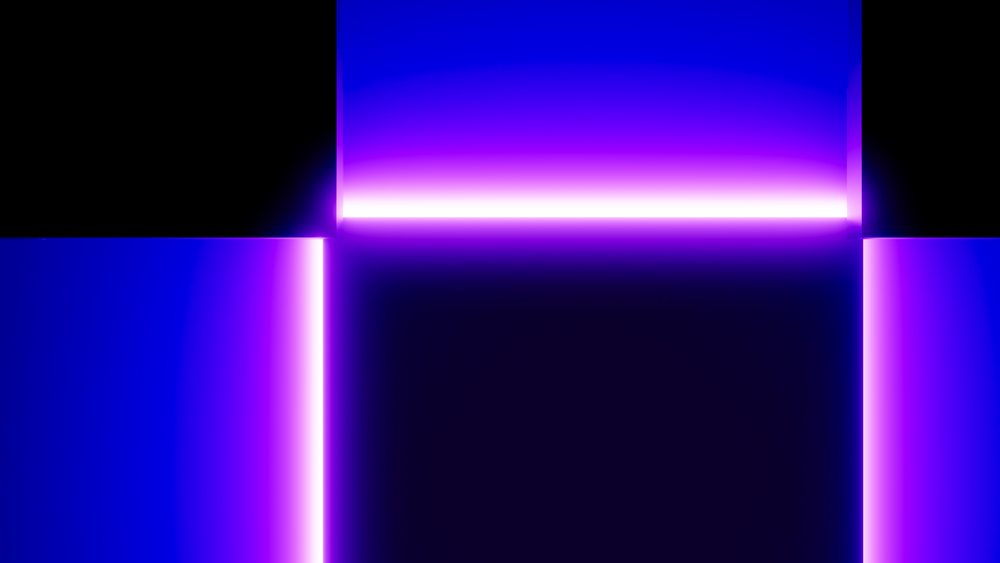 Abstract digital artwork with glowing purple and blue neon lines