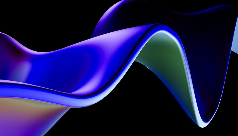 Abstract digital flowing wave with blue and purple gradients