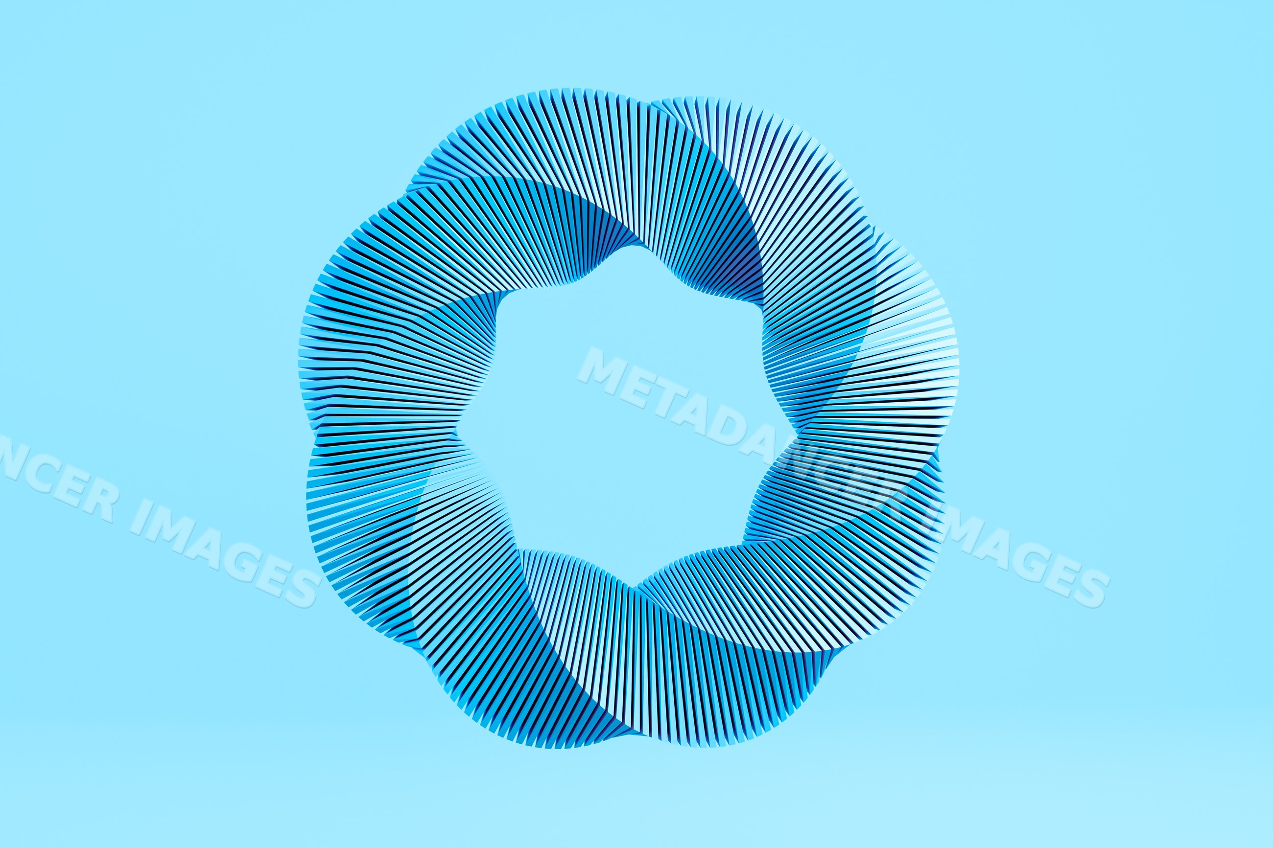 Abstract blue twisted circular shape in 3d digital art render