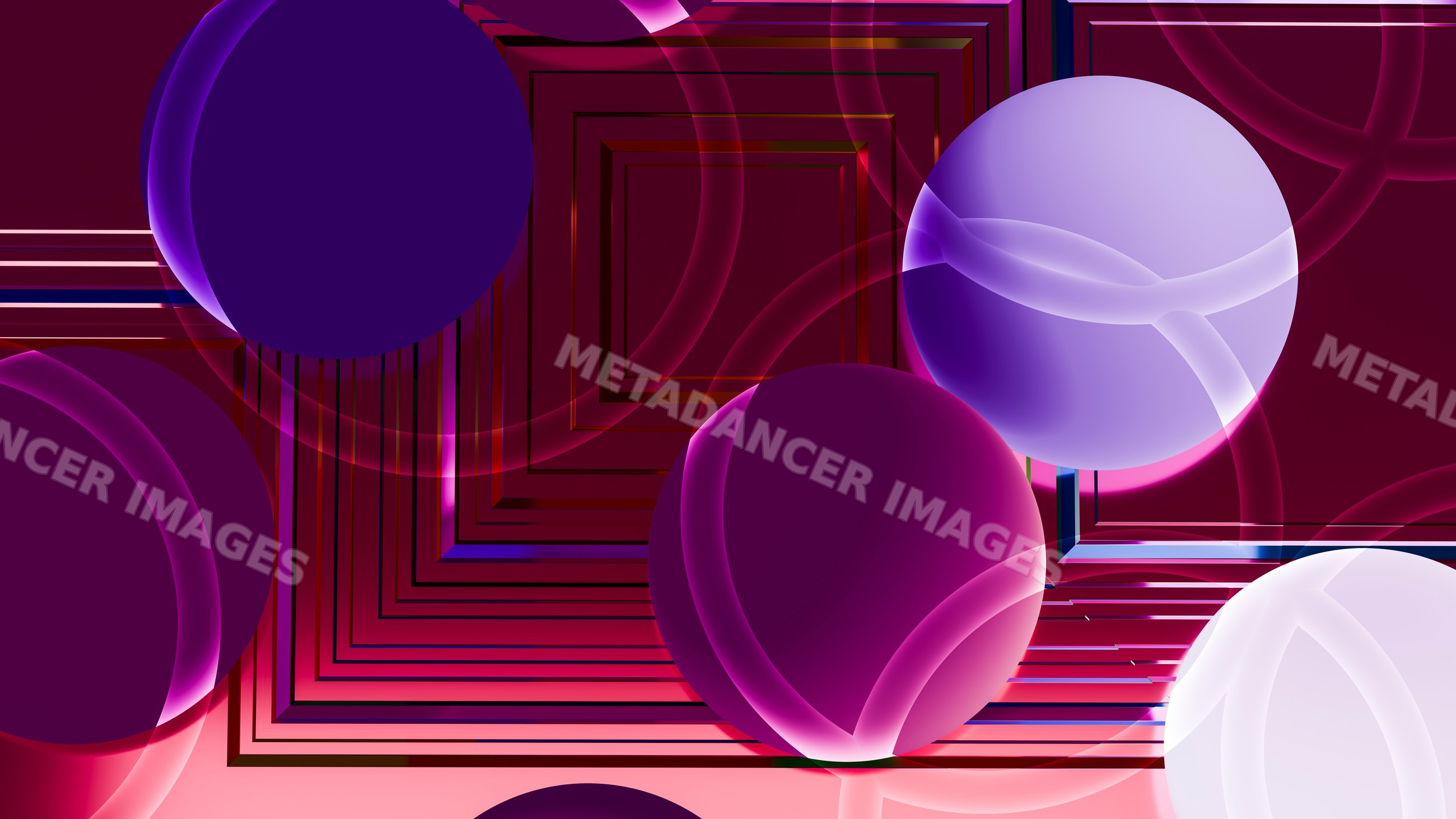 Abstract geometric illustration with translucent purple spheres