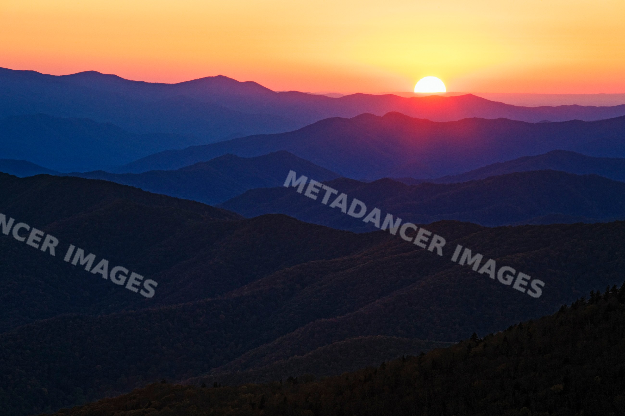 Sunset over the great smoky mountains