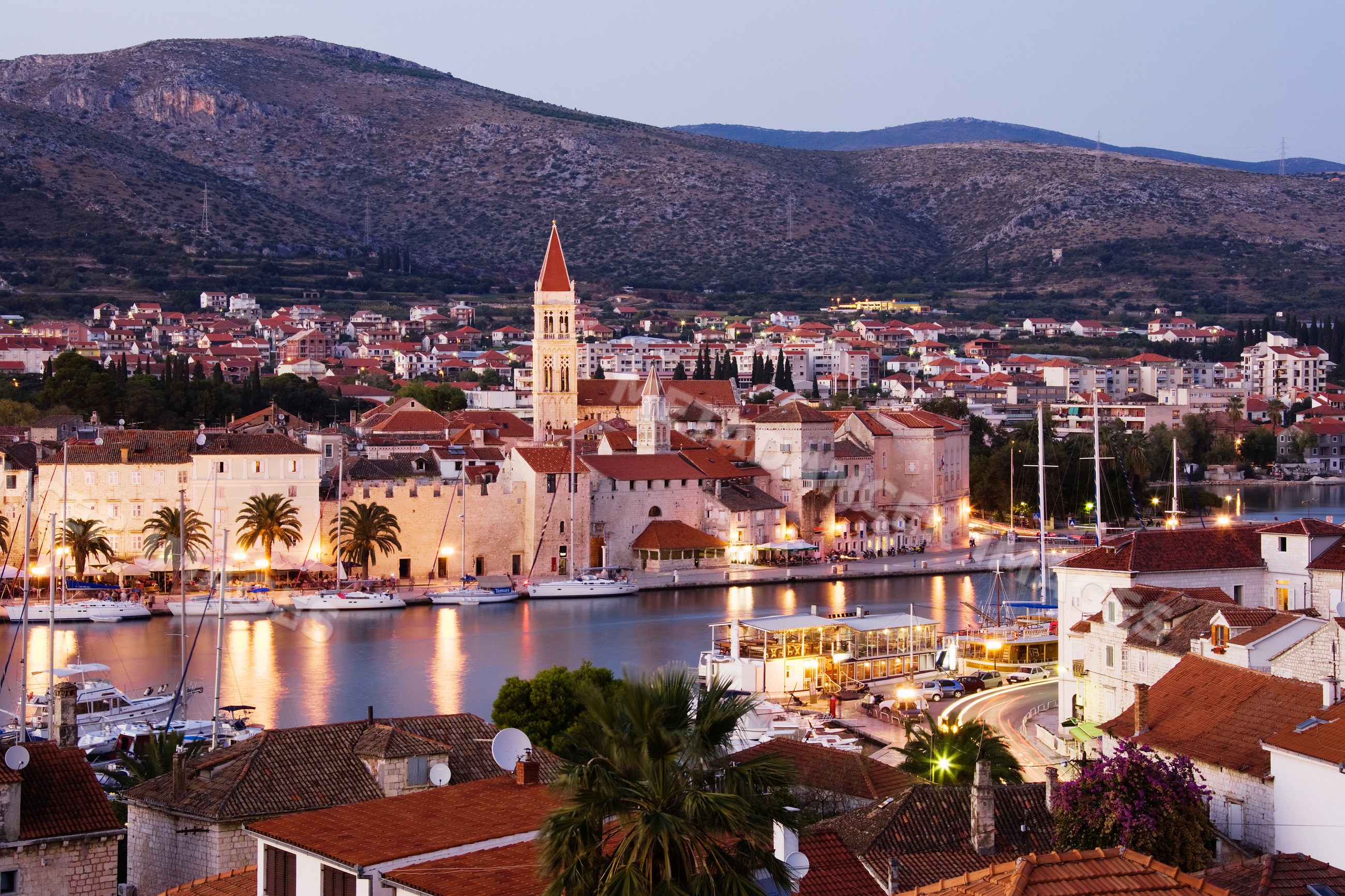 Town of trogir with harbor and historic buildings