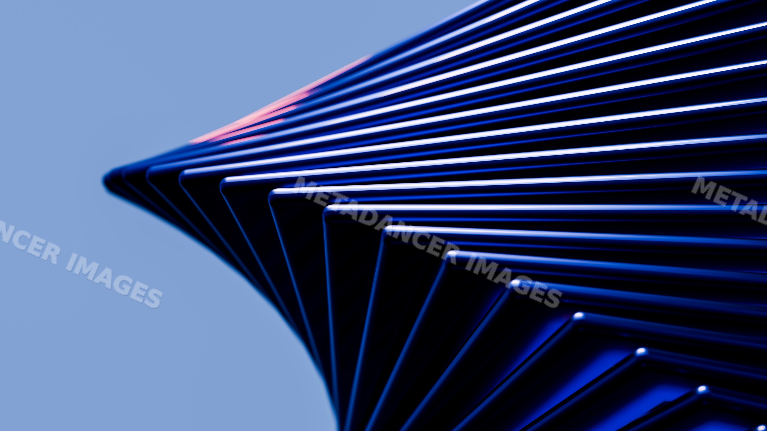 Abstract blue curved lines with geometric pattern
