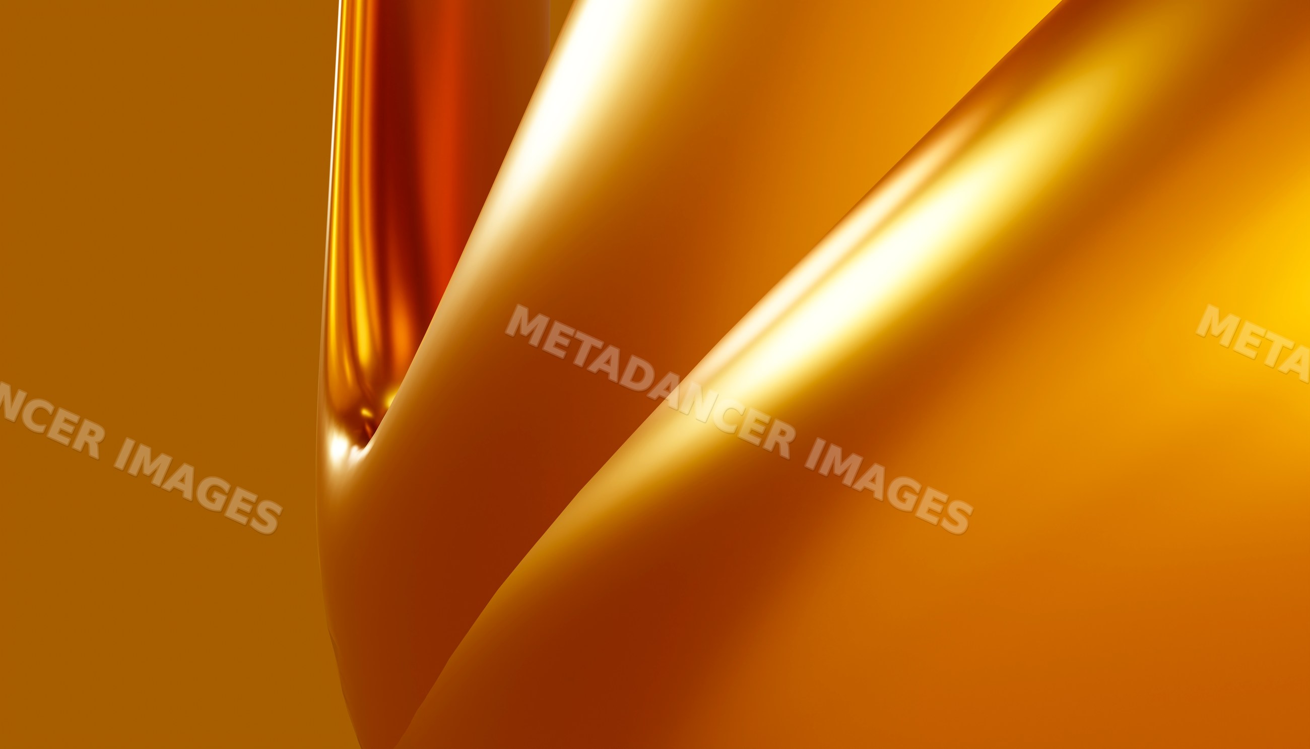 Close-up of reflective metallic surface with smooth curved folds