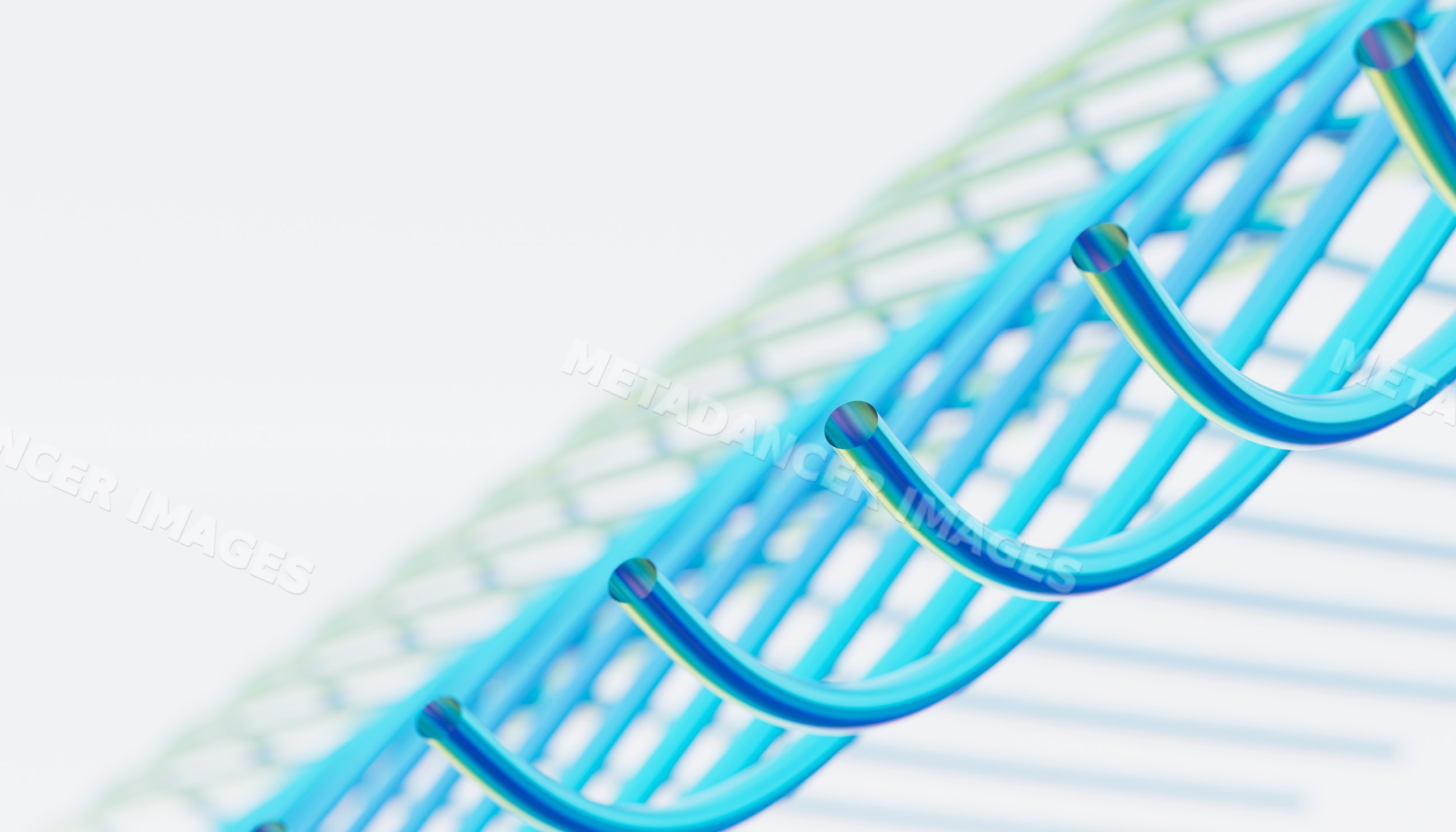 Dna double helix structure with blue transparent strands