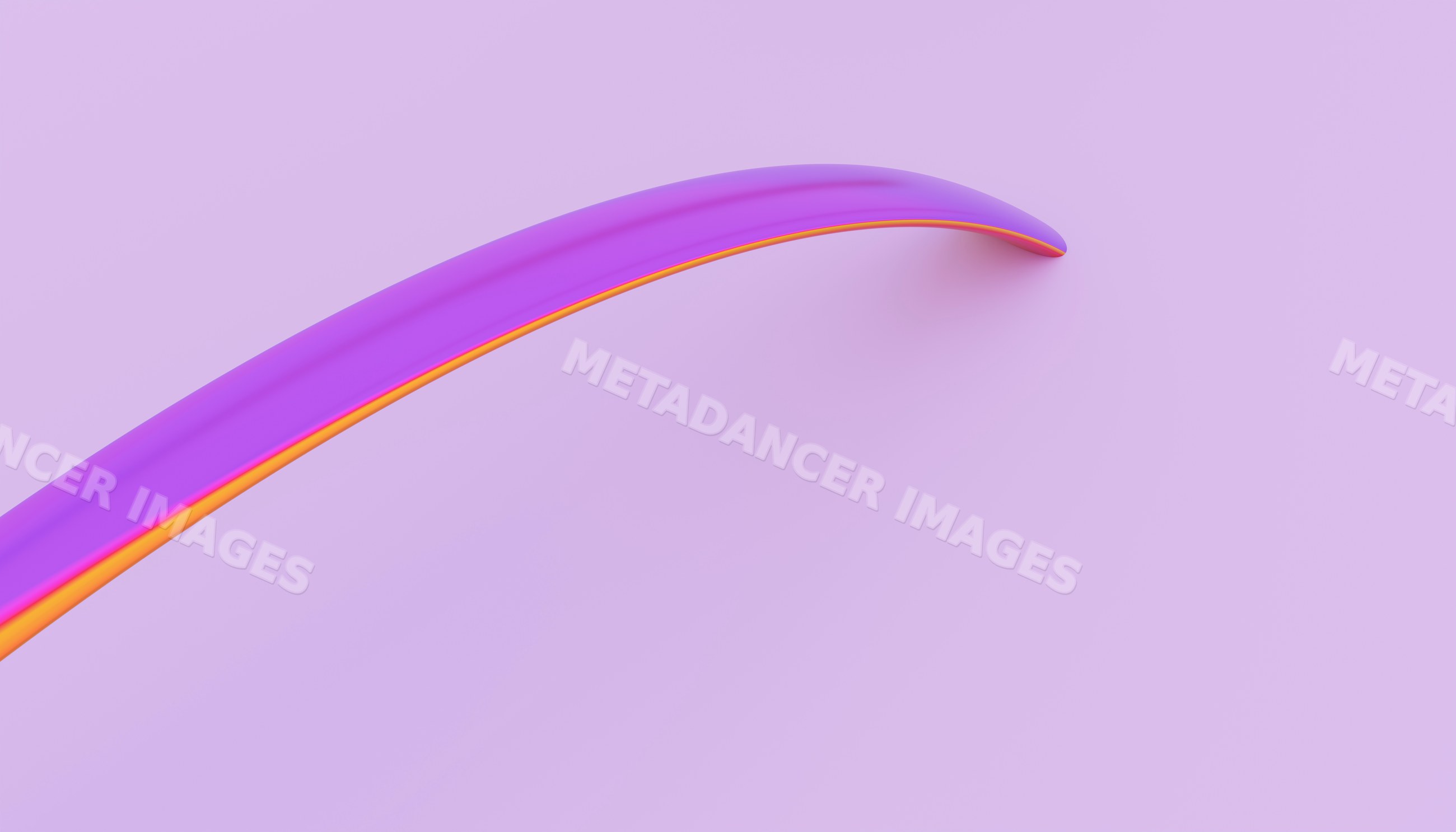 Abstract curved purple and orange shape on pastel background