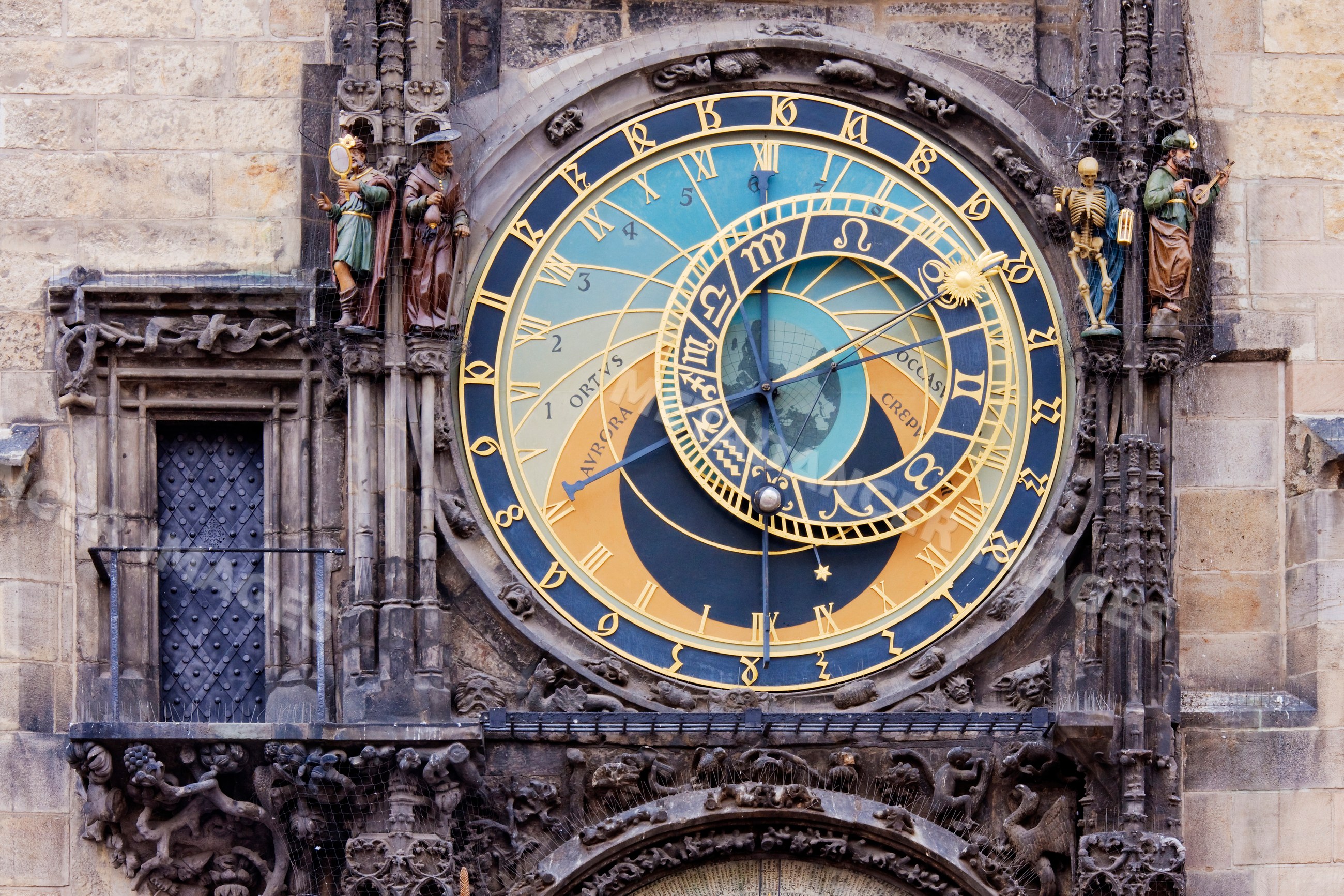 Astronomical clock on old town building, czech republic