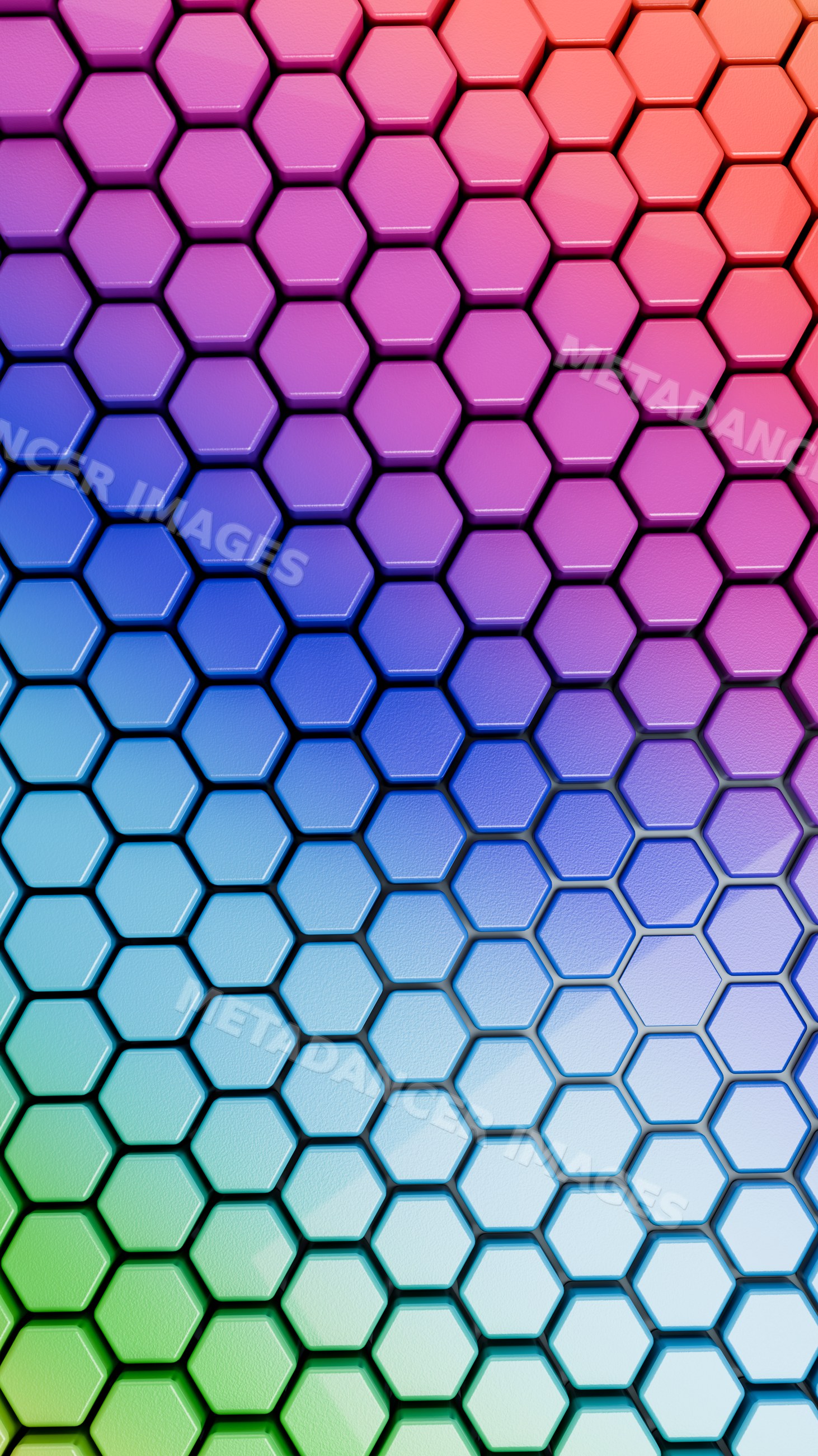 Colorful hexagon pattern with 3d gradient design
