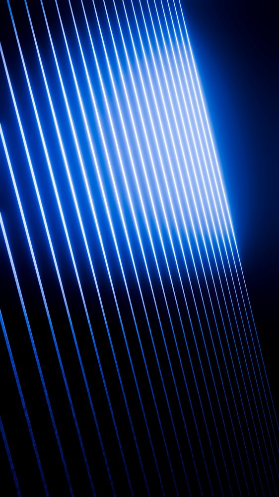 Blue parallel glowing light lines on dark background