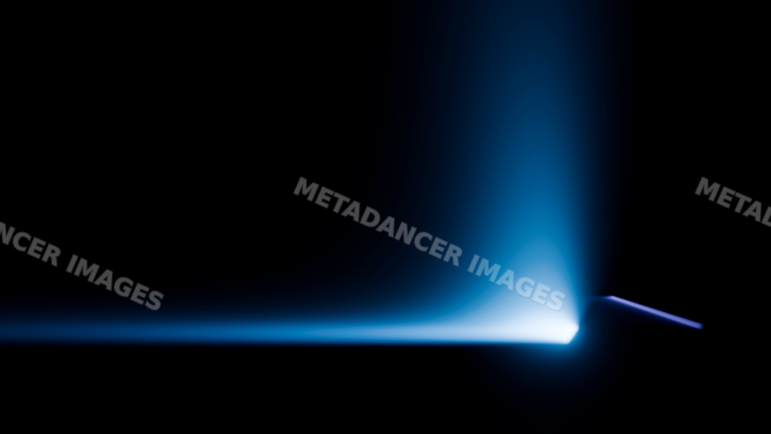 Blue glowing horizontal light beam on dark background
