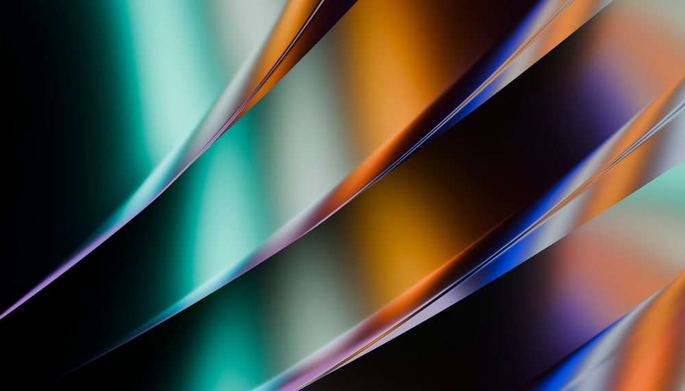 Abstract digital artwork with smooth curved colorful lines and glossy