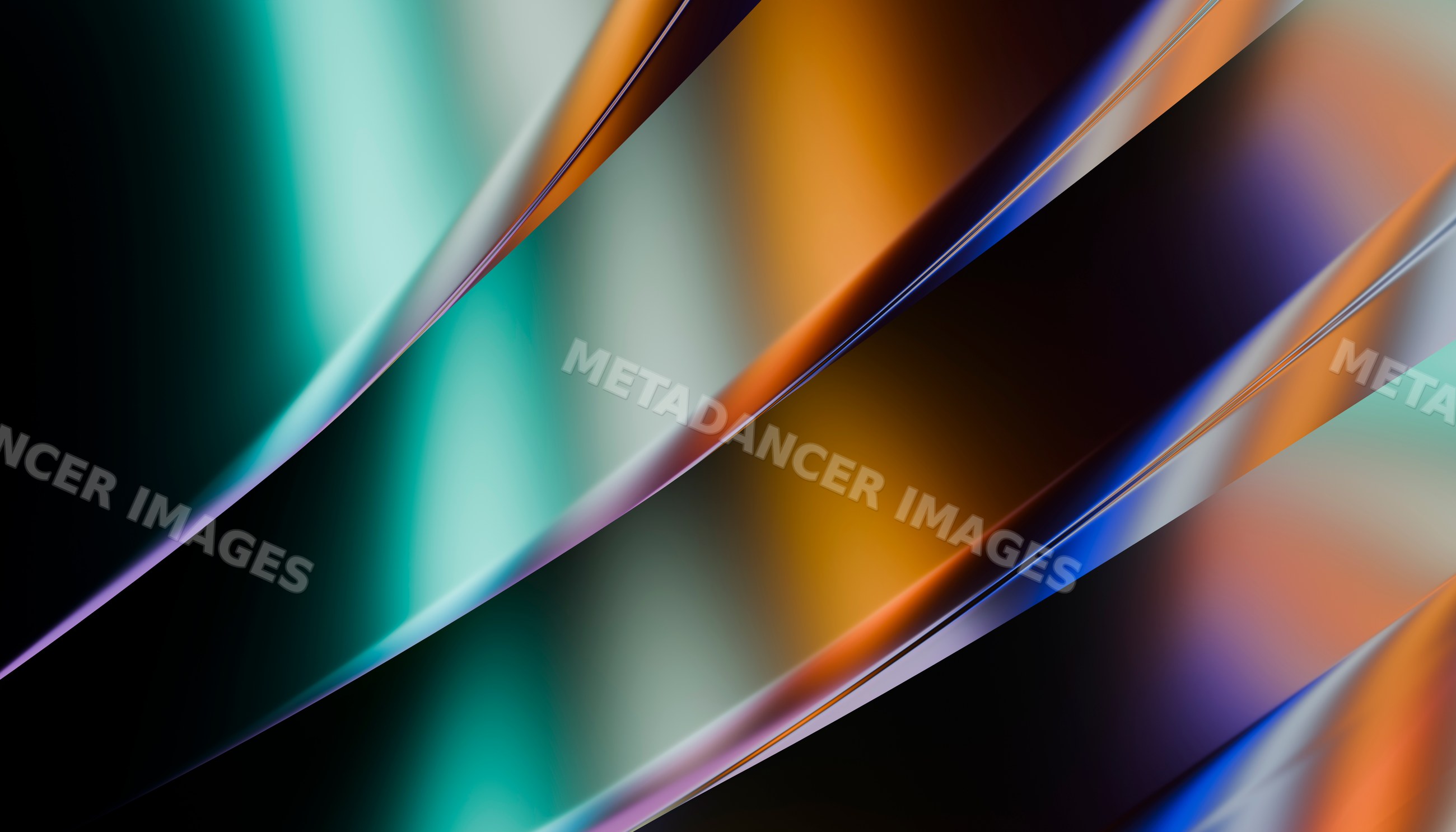 Abstract digital artwork with smooth curved colorful lines and glossy