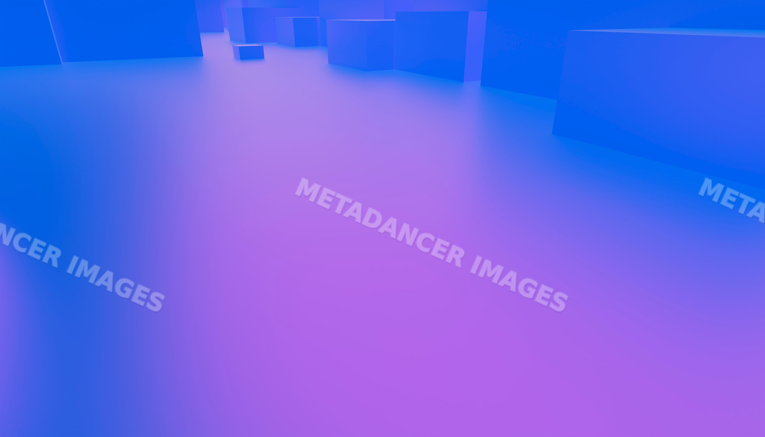 Abstract 3d rendering with blue and purple geometric cubes