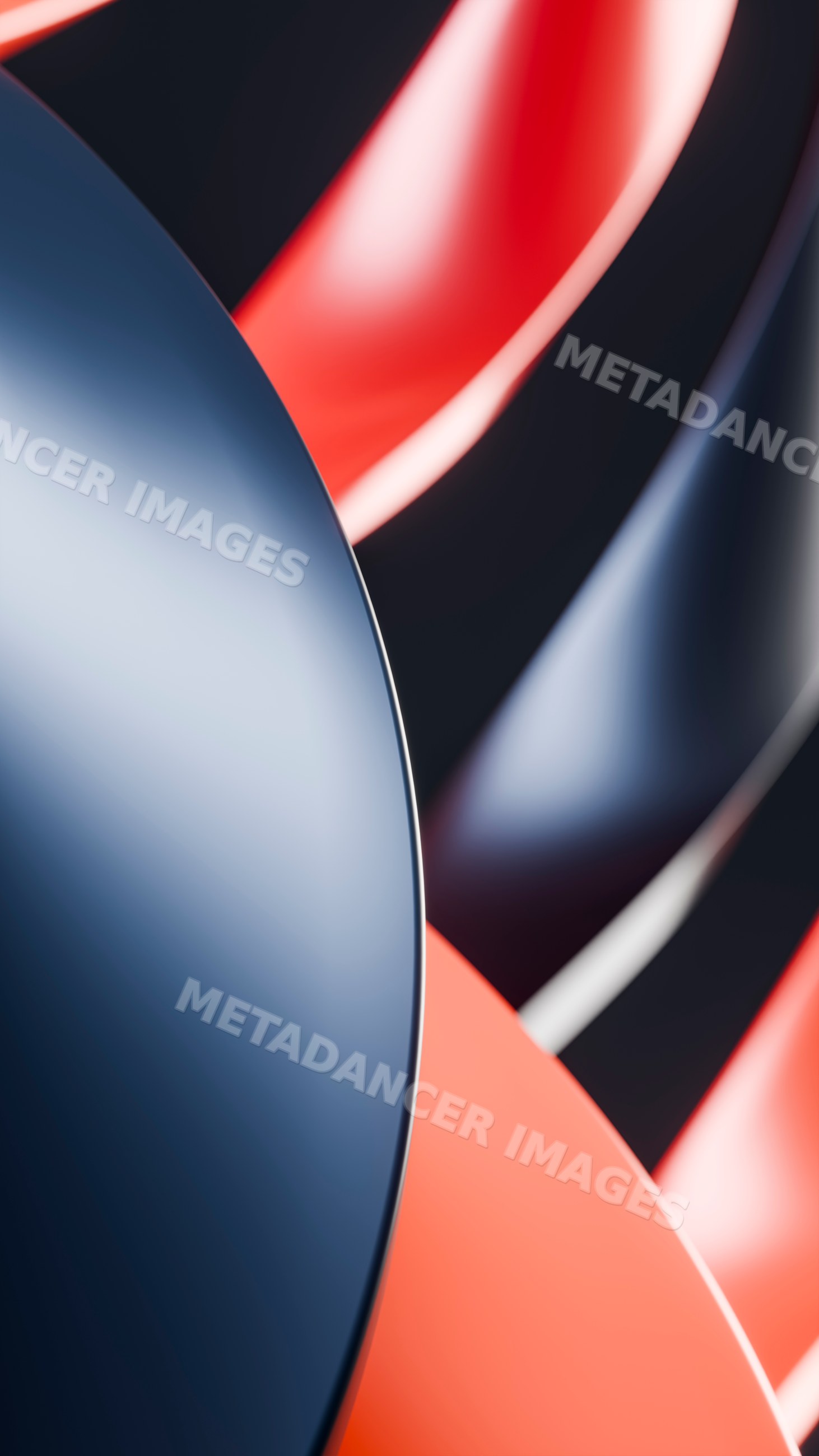 Abstract digital illustration of smooth curved red and blue shapes