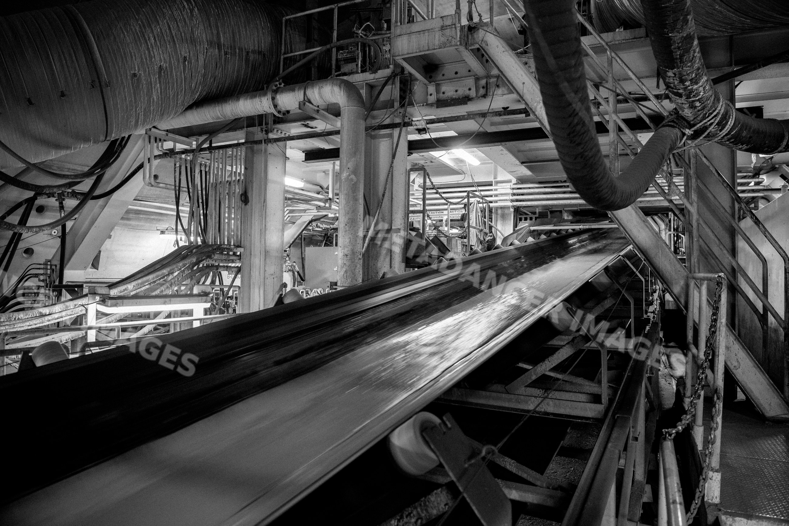 Tunnel boring machine conveyor system inside underground tunnel in USA