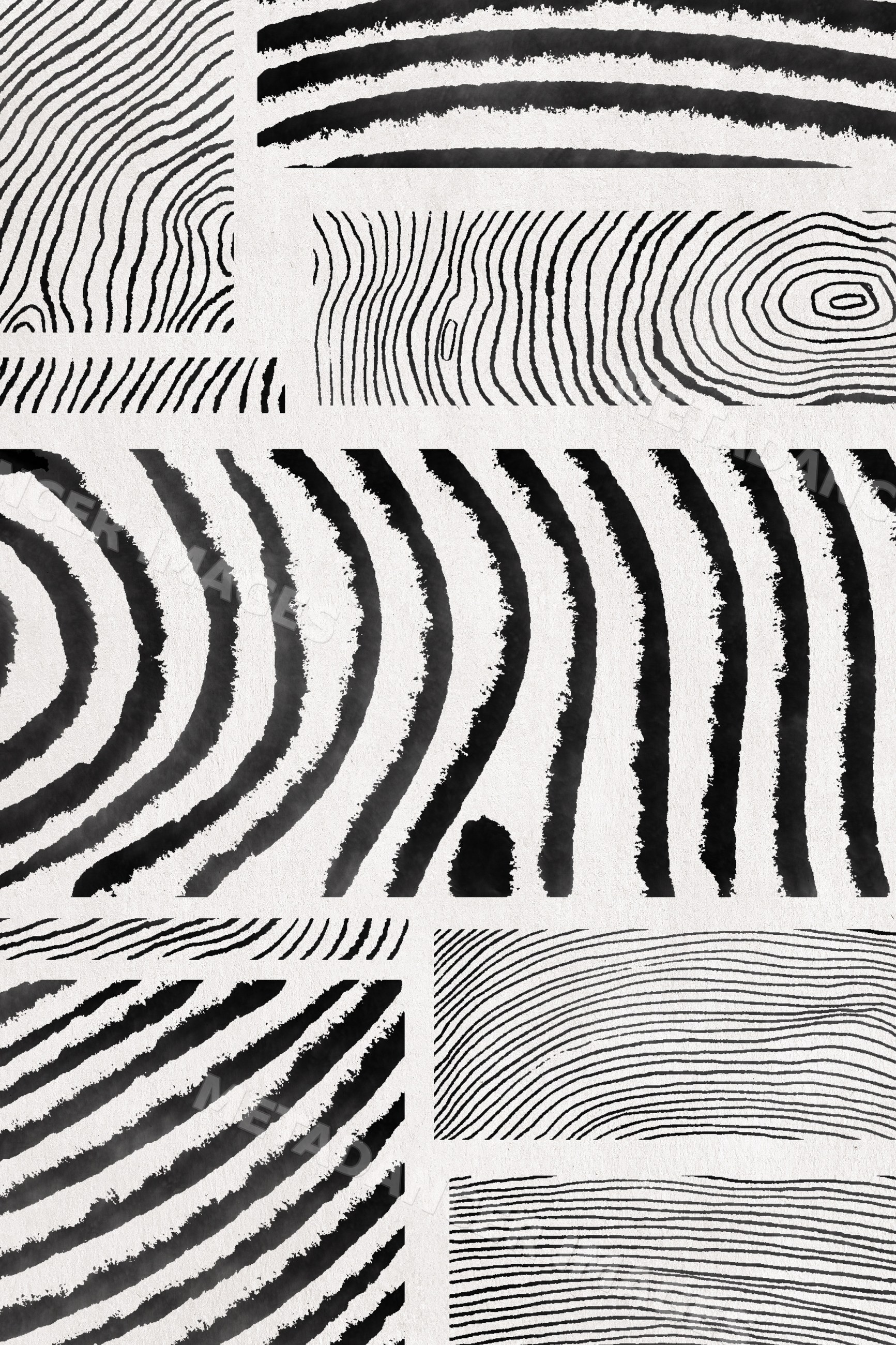 Abstract hand-drawn Black ink line patterns on paper