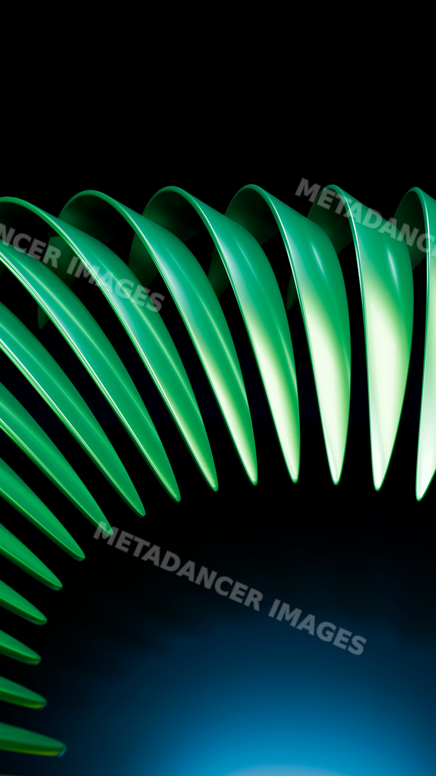 Green spiral plastic coils with reflective surfaces