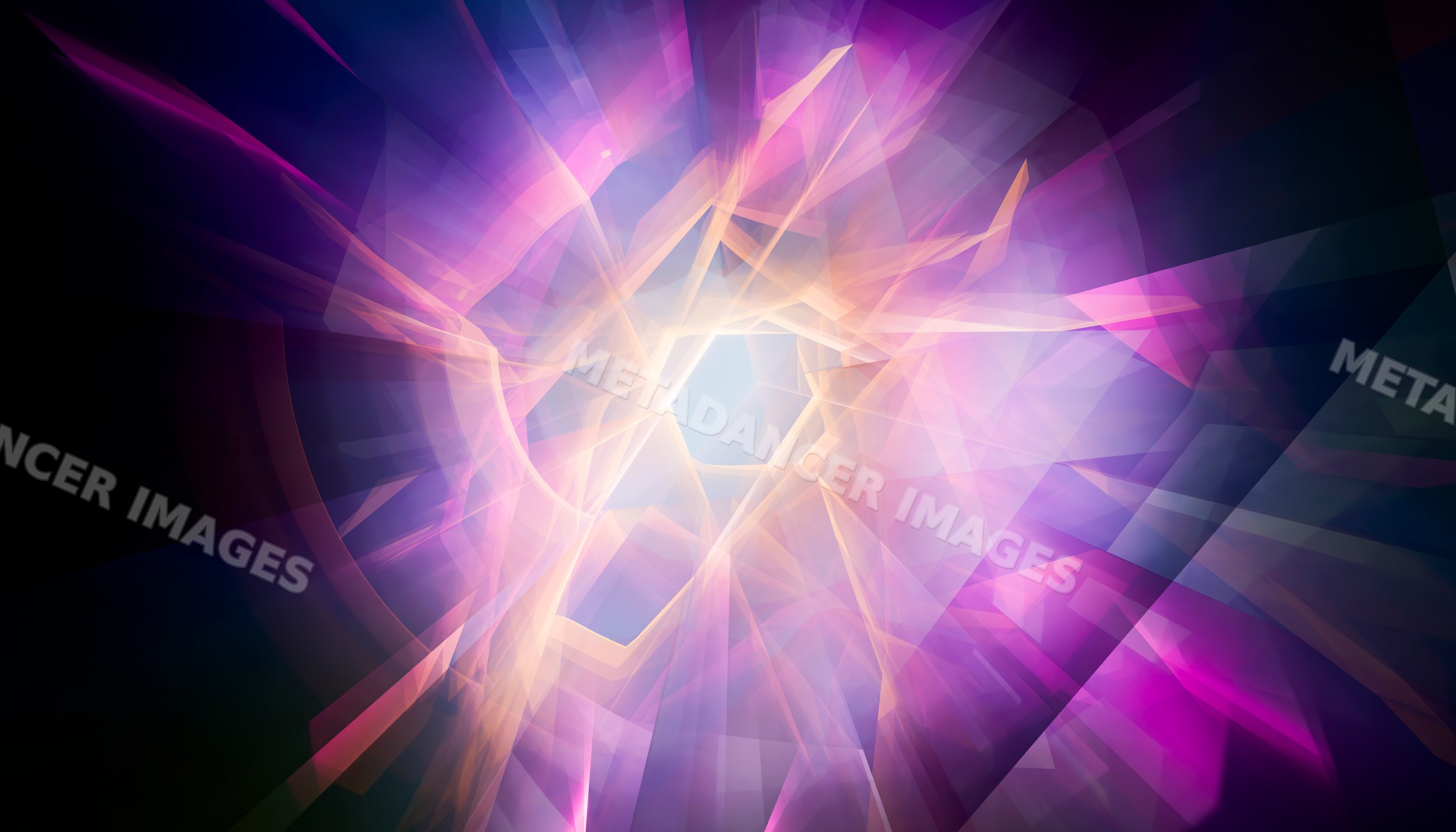 Abstract digital artwork with glowing geometric shapes and vibrant