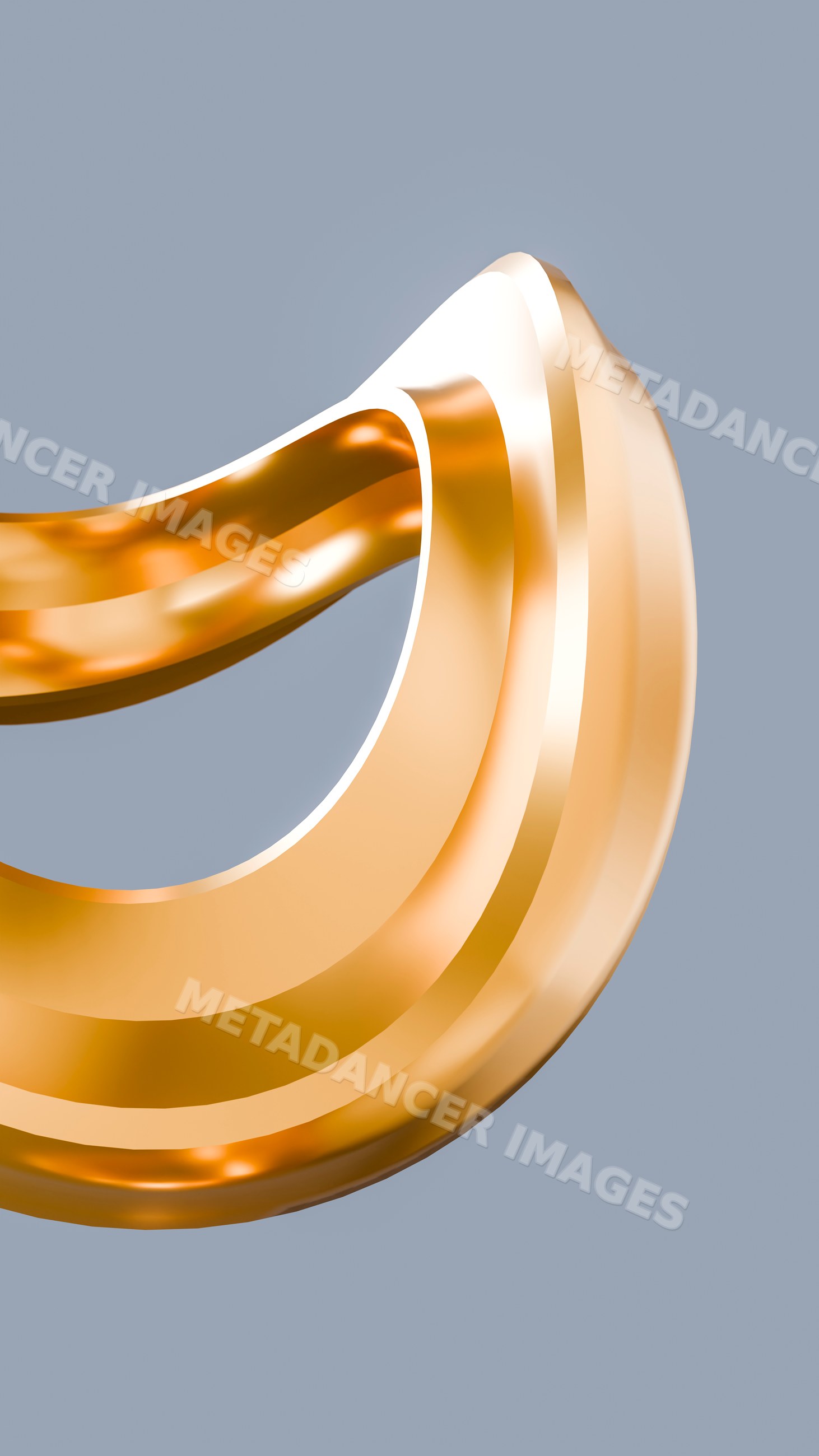 Shiny golden curved ring with polished smooth surface